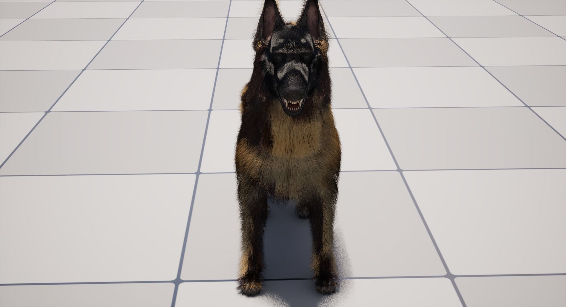UE5 German Shepherd Dog with Groom Low-poly 3D model_24