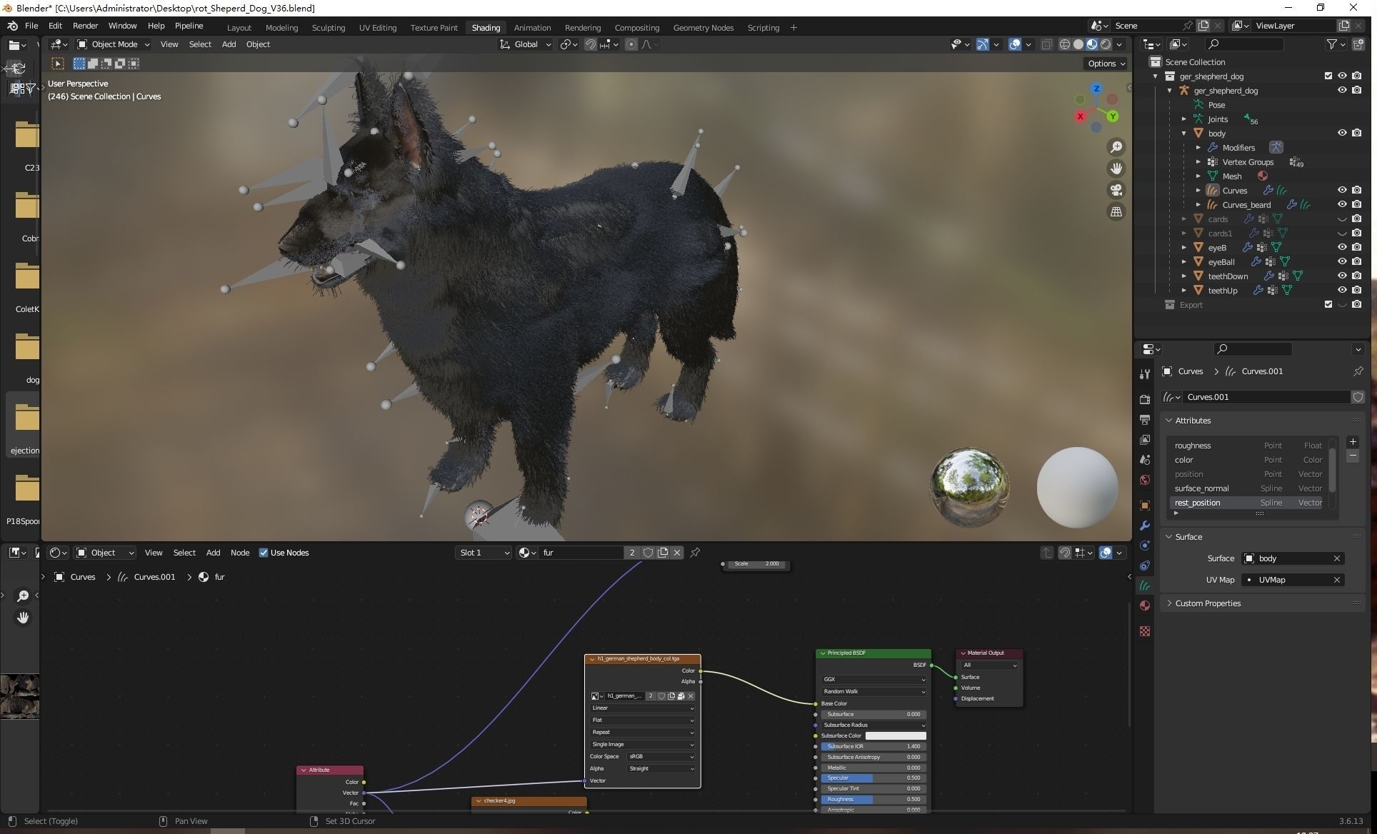 UE5 German Shepherd Dog with Groom Low-poly 3D model_13