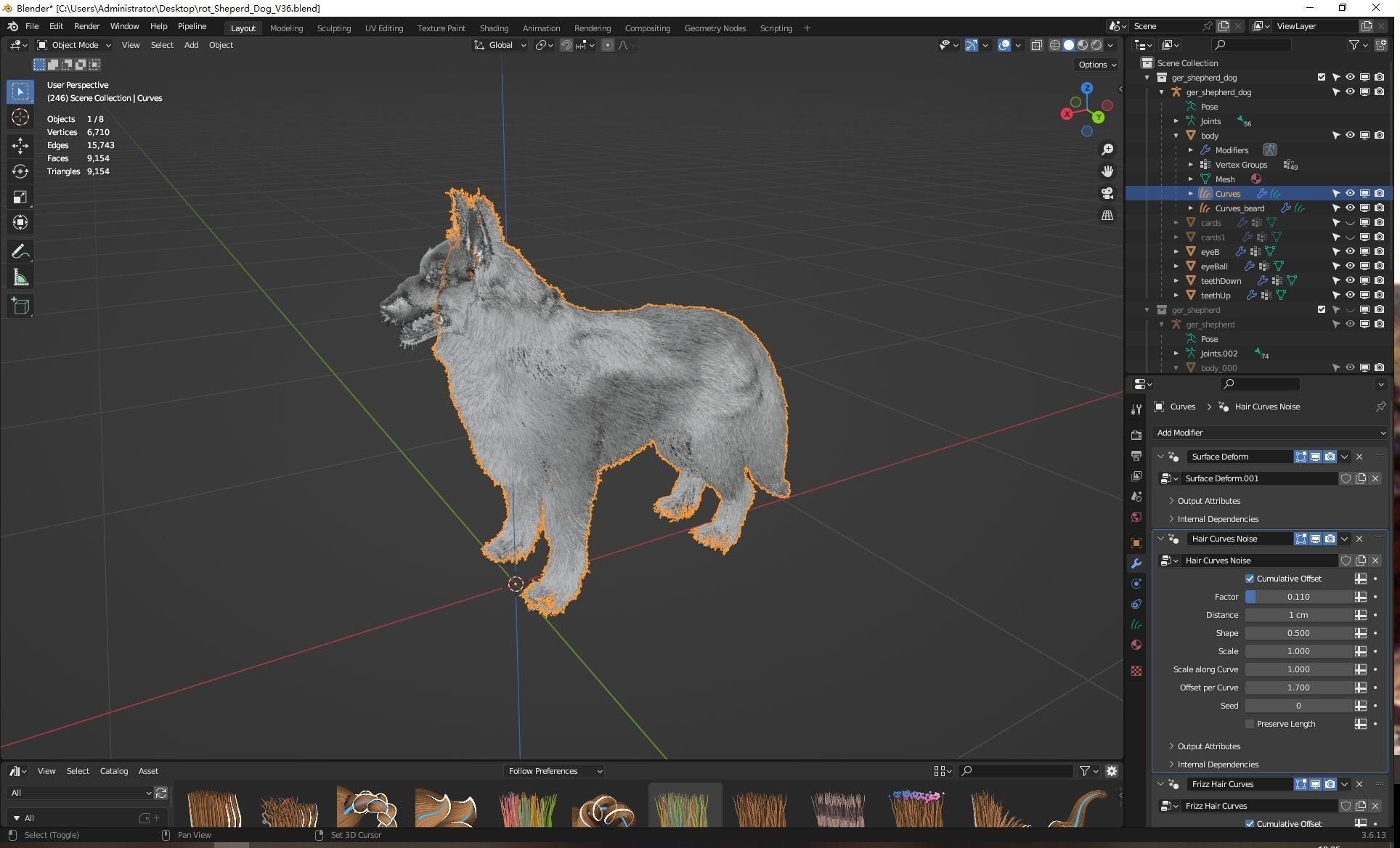 UE5 German Shepherd Dog with Groom Low-poly 3D model_10