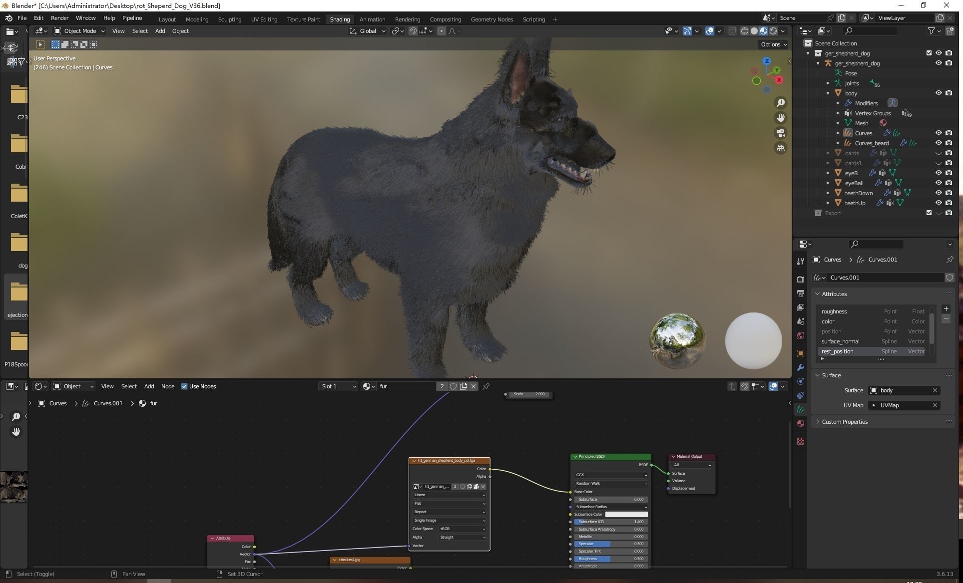 UE5 German Shepherd Dog with Groom Low-poly 3D model_14