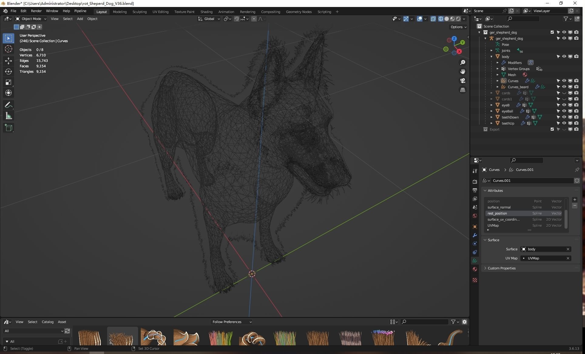 UE5 German Shepherd Dog with Groom Low-poly 3D model_12