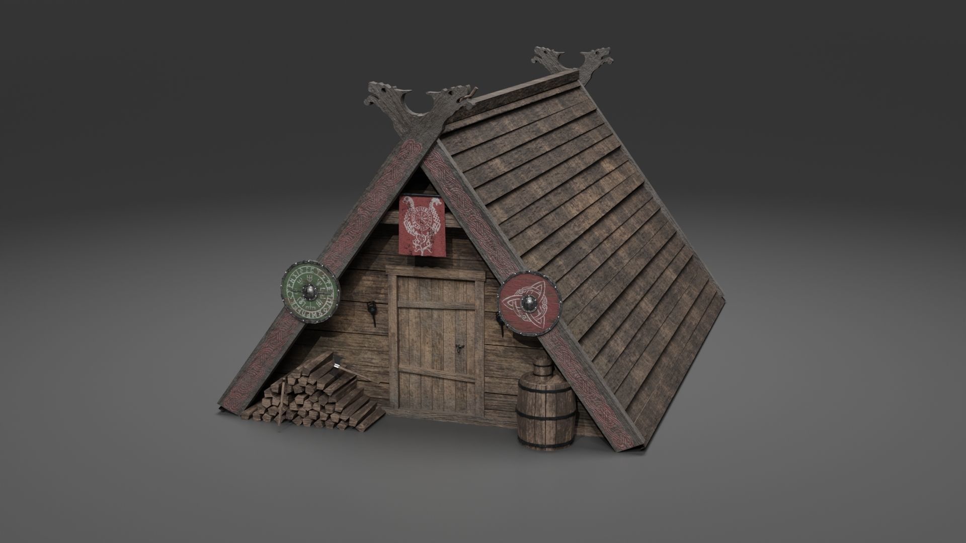 Viking building KitBash 3D model_2