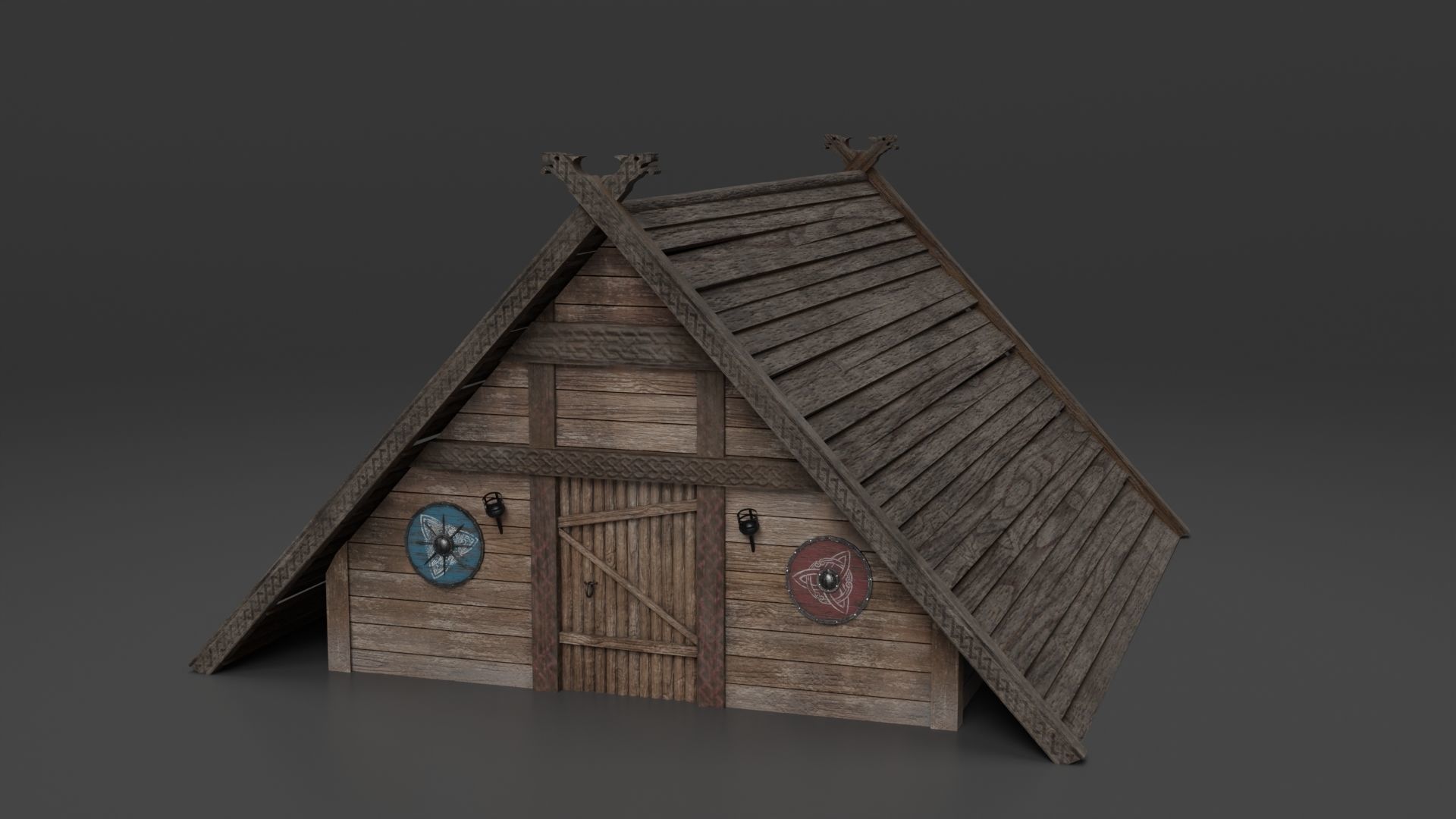 Viking building KitBash 3D model_3