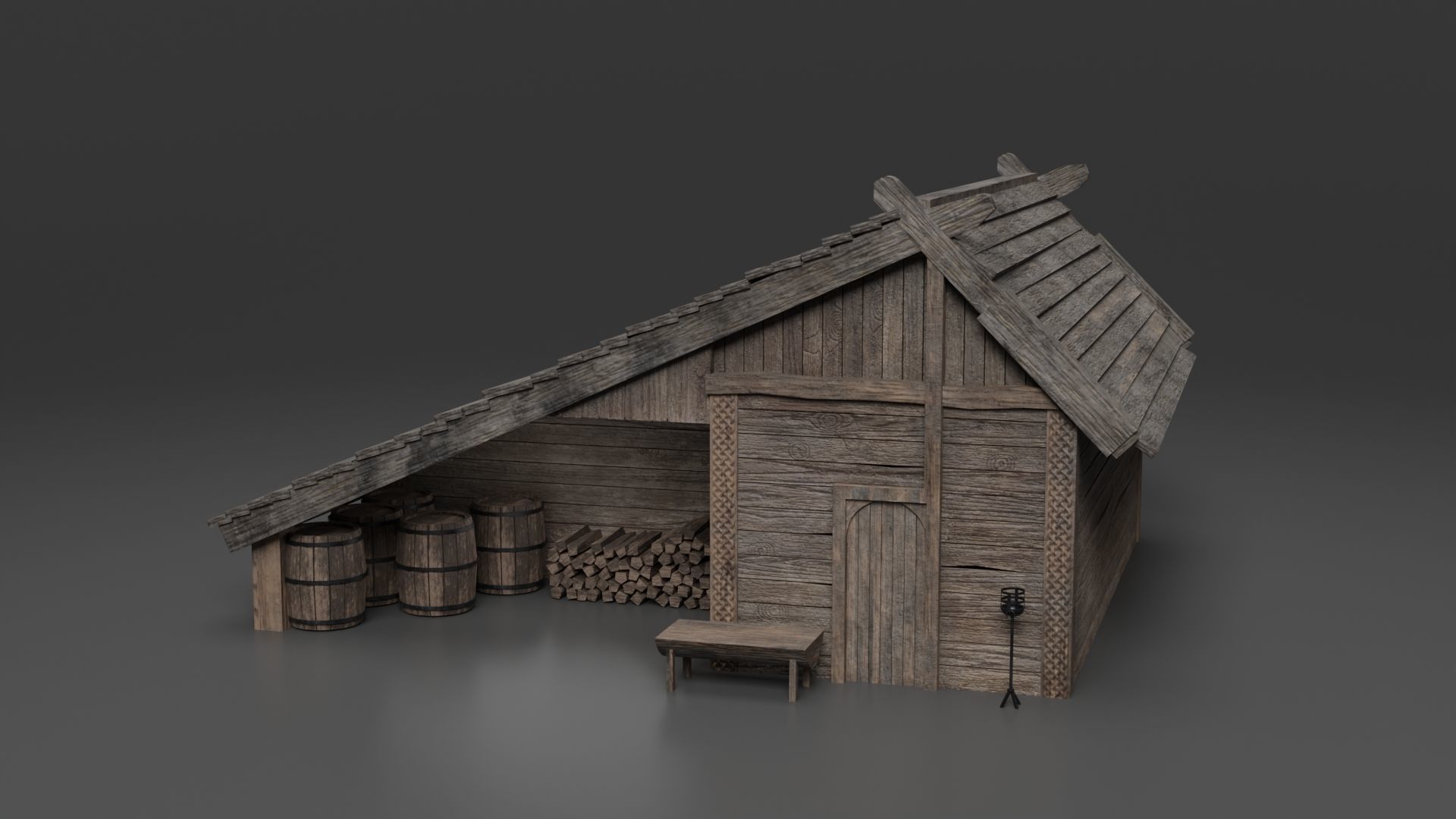 Viking building KitBash 3D model_12