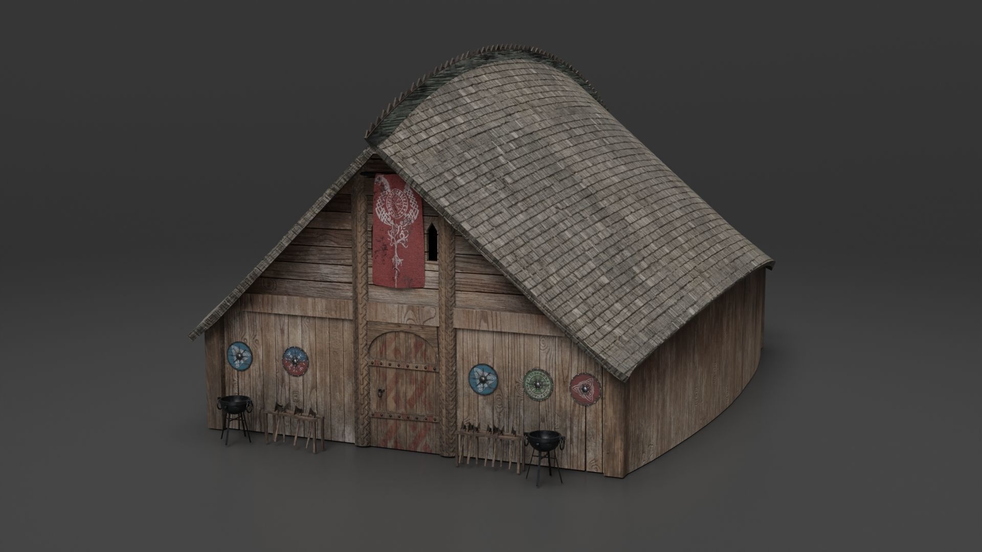 Viking building KitBash 3D model_9