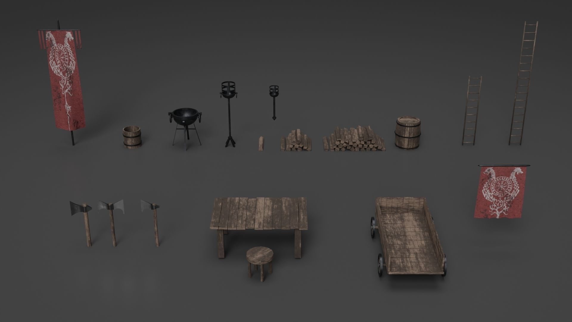 Viking building KitBash 3D model_16