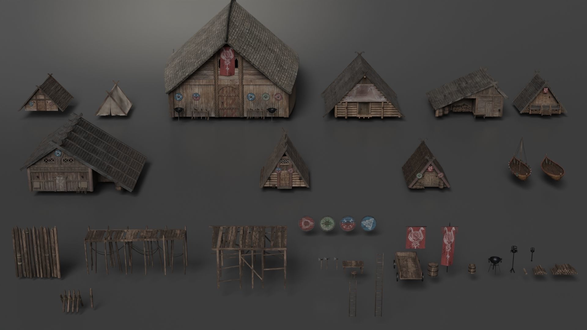 Viking building KitBash 3D model_17