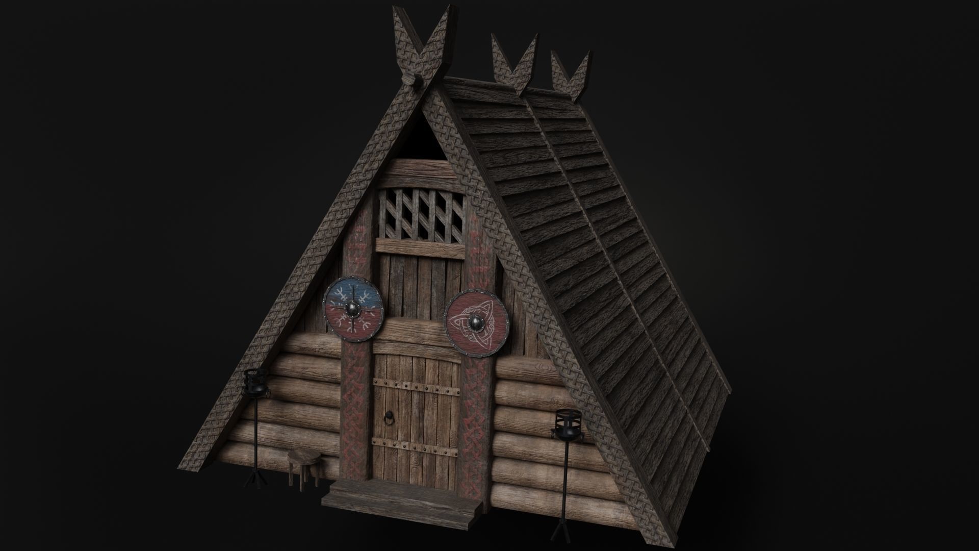 Viking building KitBash 3D model_8