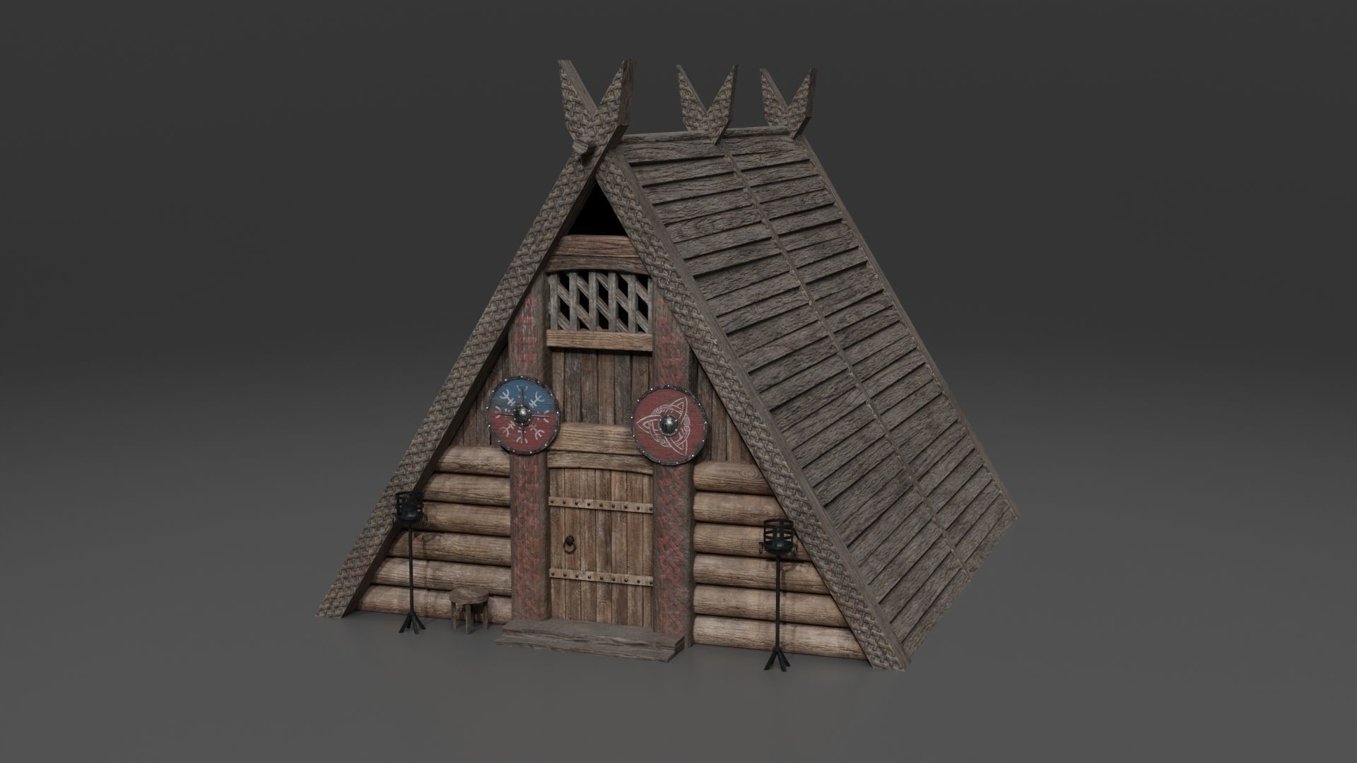 Viking building KitBash 3D model_10
