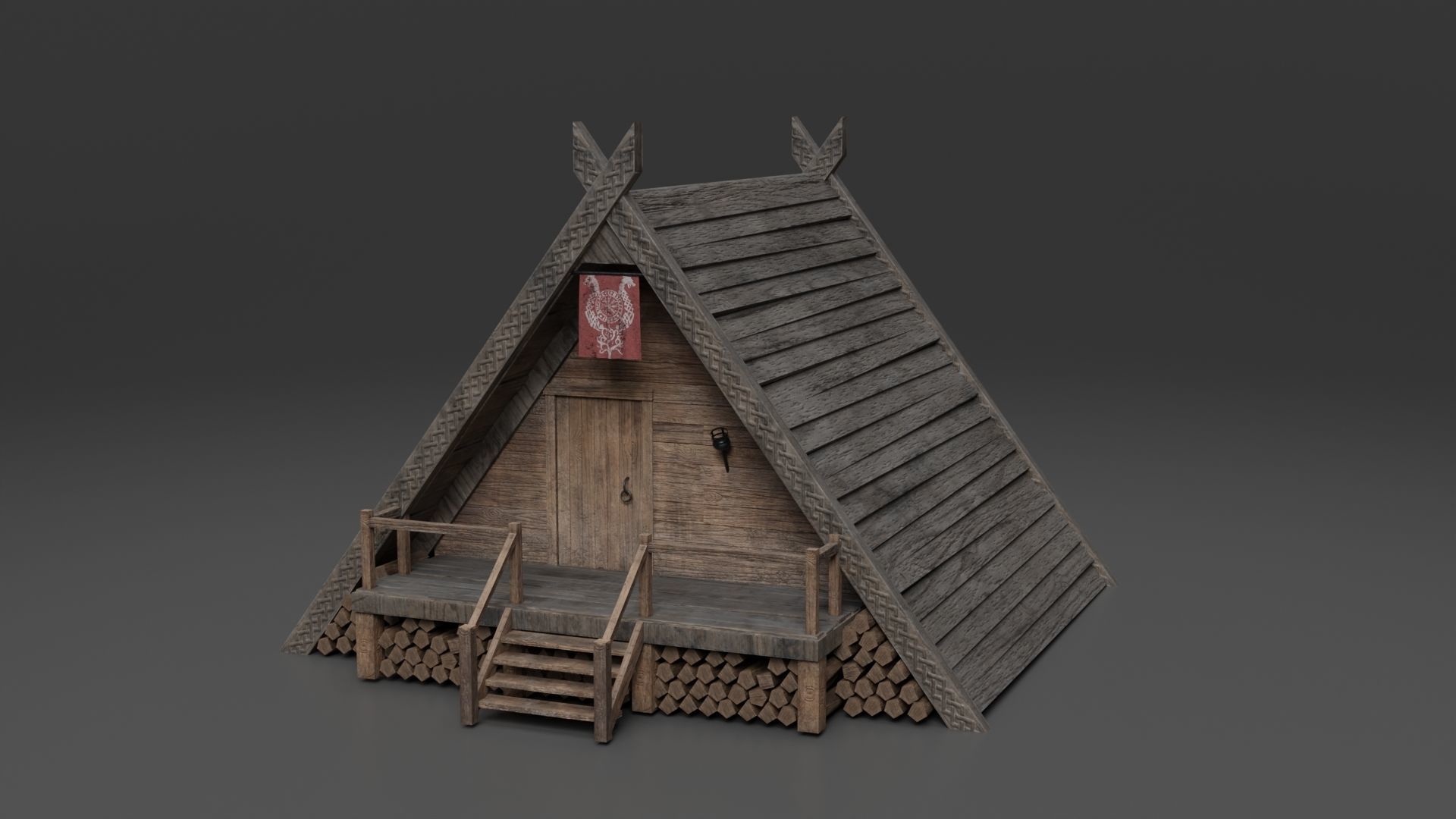 Viking building KitBash 3D model_11