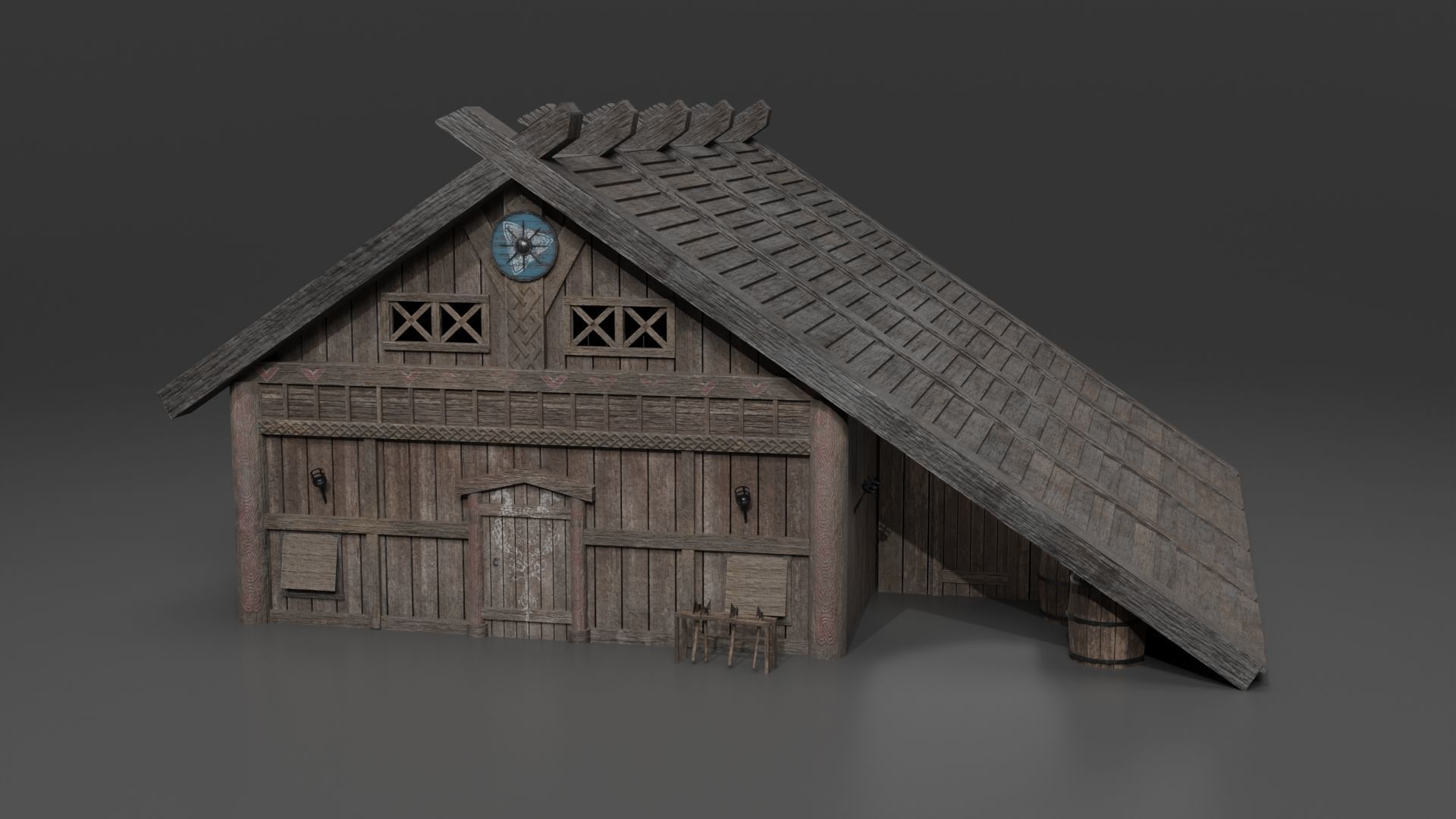Viking building KitBash 3D model_4
