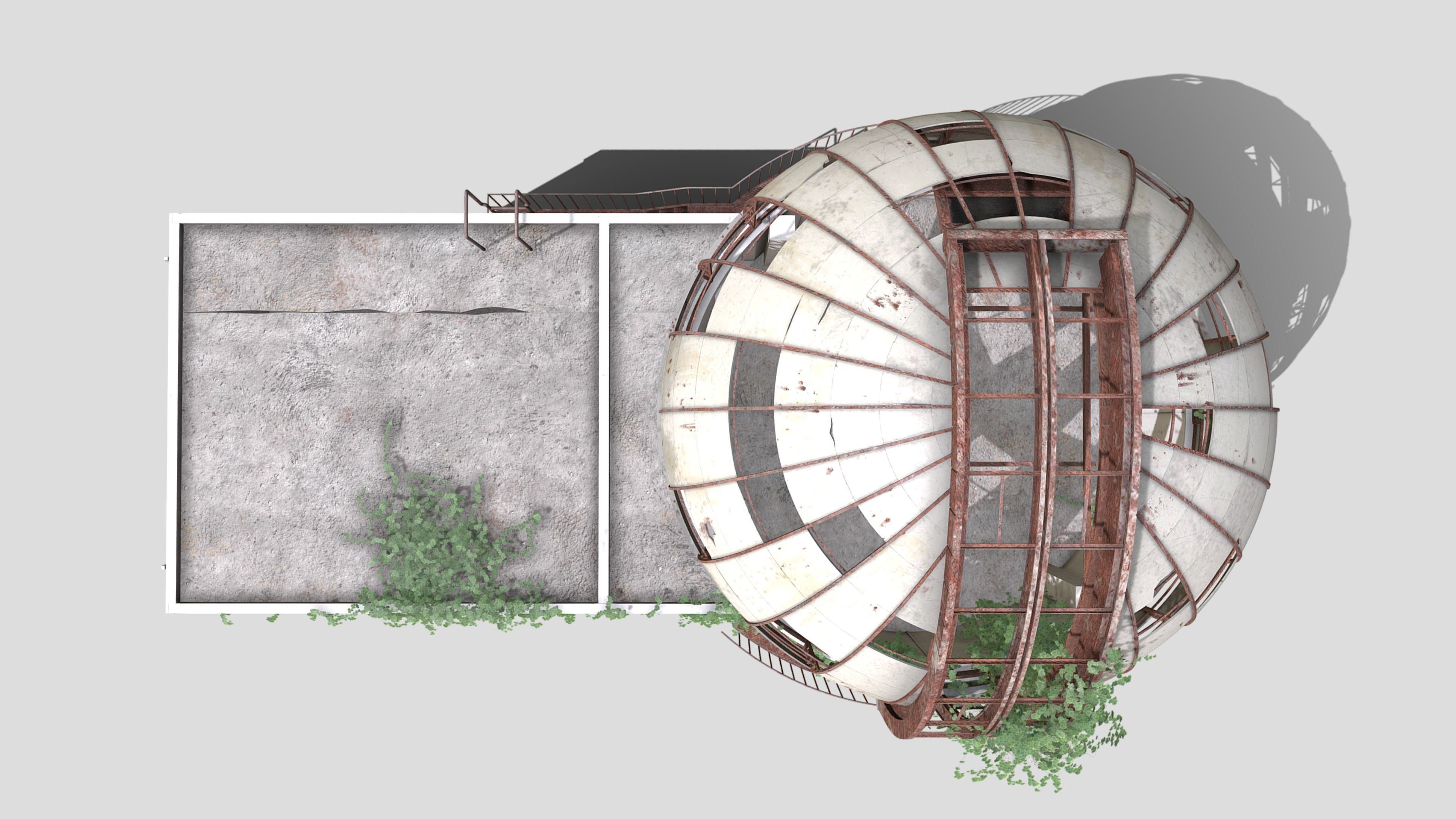 Observatory Low-poly 3D model_3