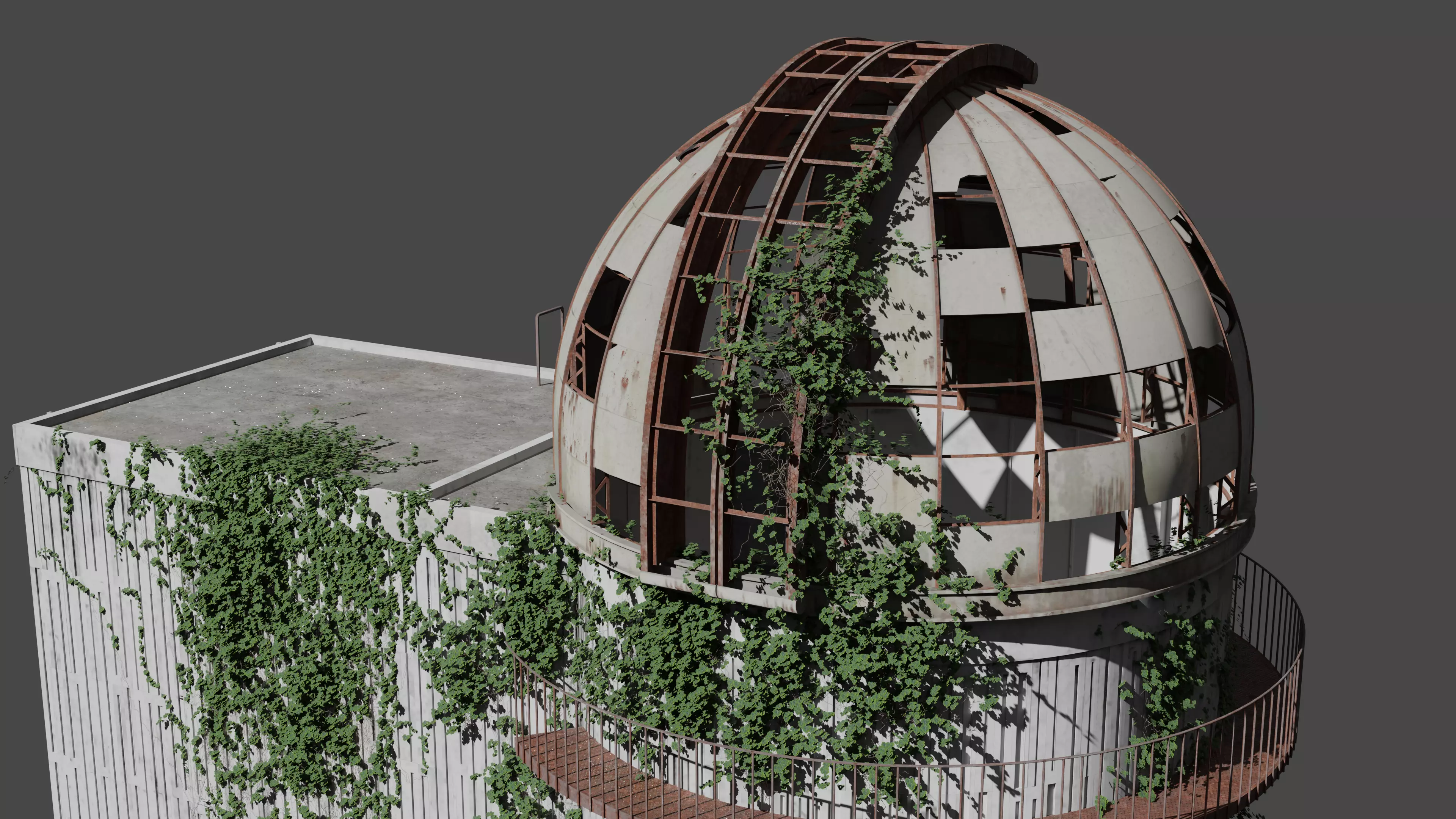 Observatory Low-poly 3D model_0