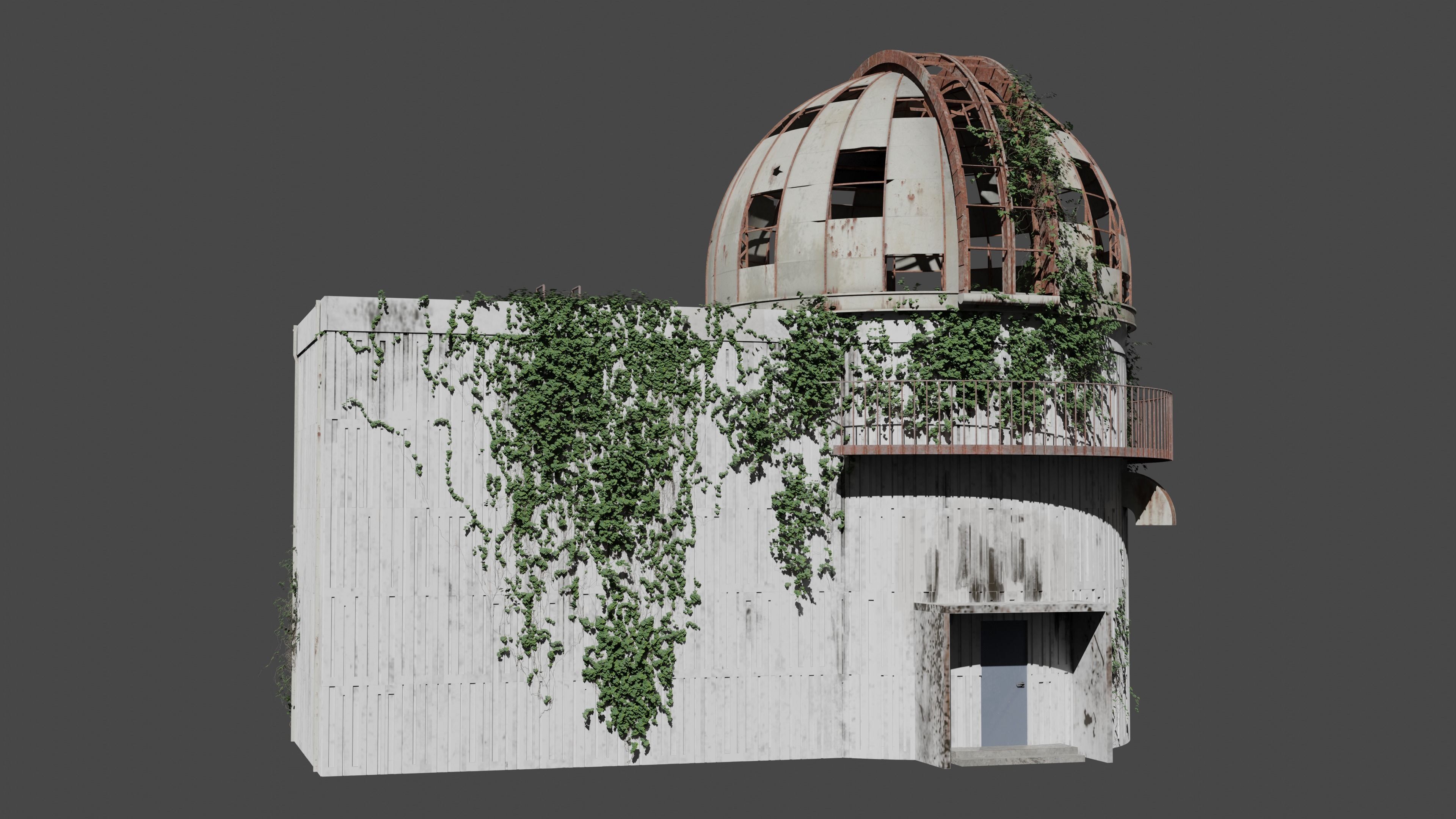 Observatory Low-poly 3D model_1