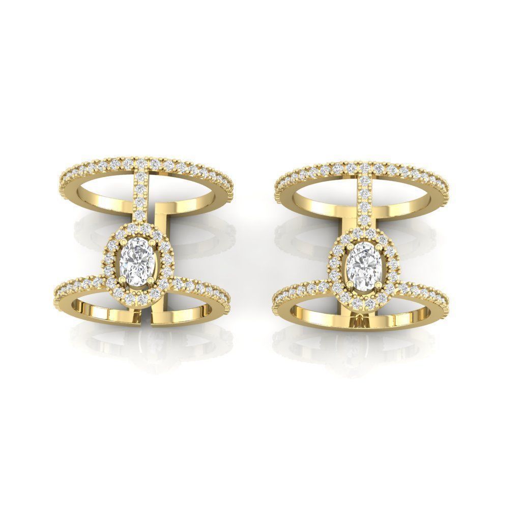 Oval halo messika 2 rows pave ring  3D print model_2