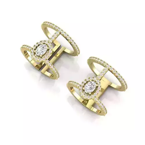 Oval halo messika 2 rows pave ring 