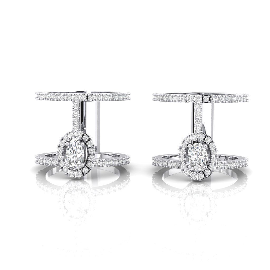 Oval halo messika 2 rows pave ring  3D print model_4