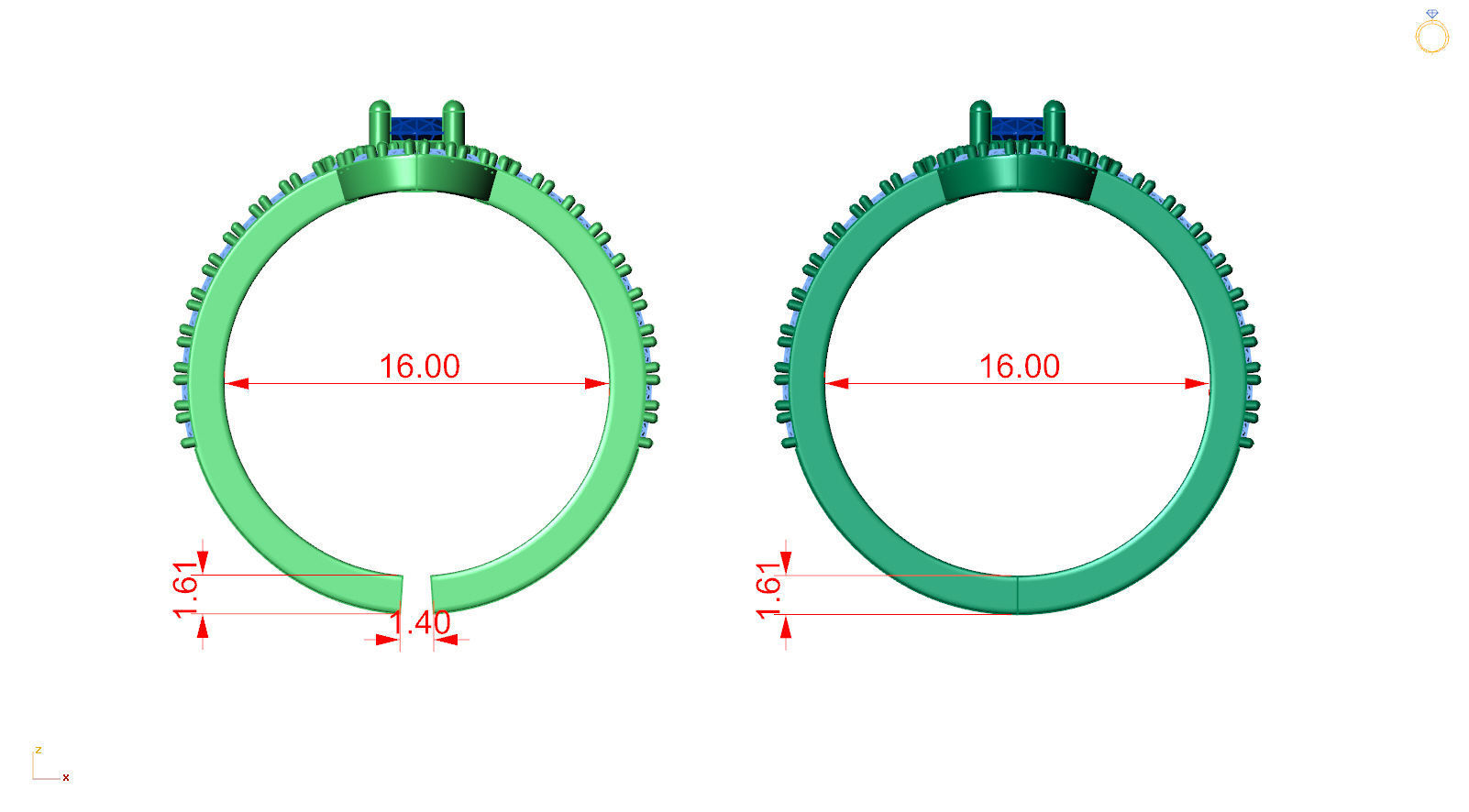 Oval halo messika 2 rows pave ring  3D print model_6