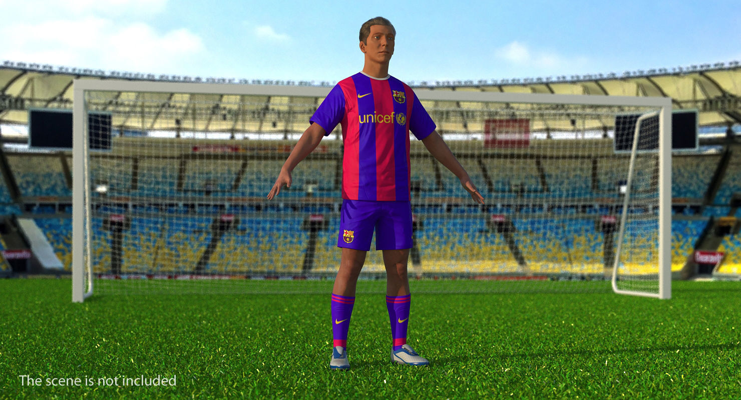Soccer or Football Player Barcelona Rigged 3D model