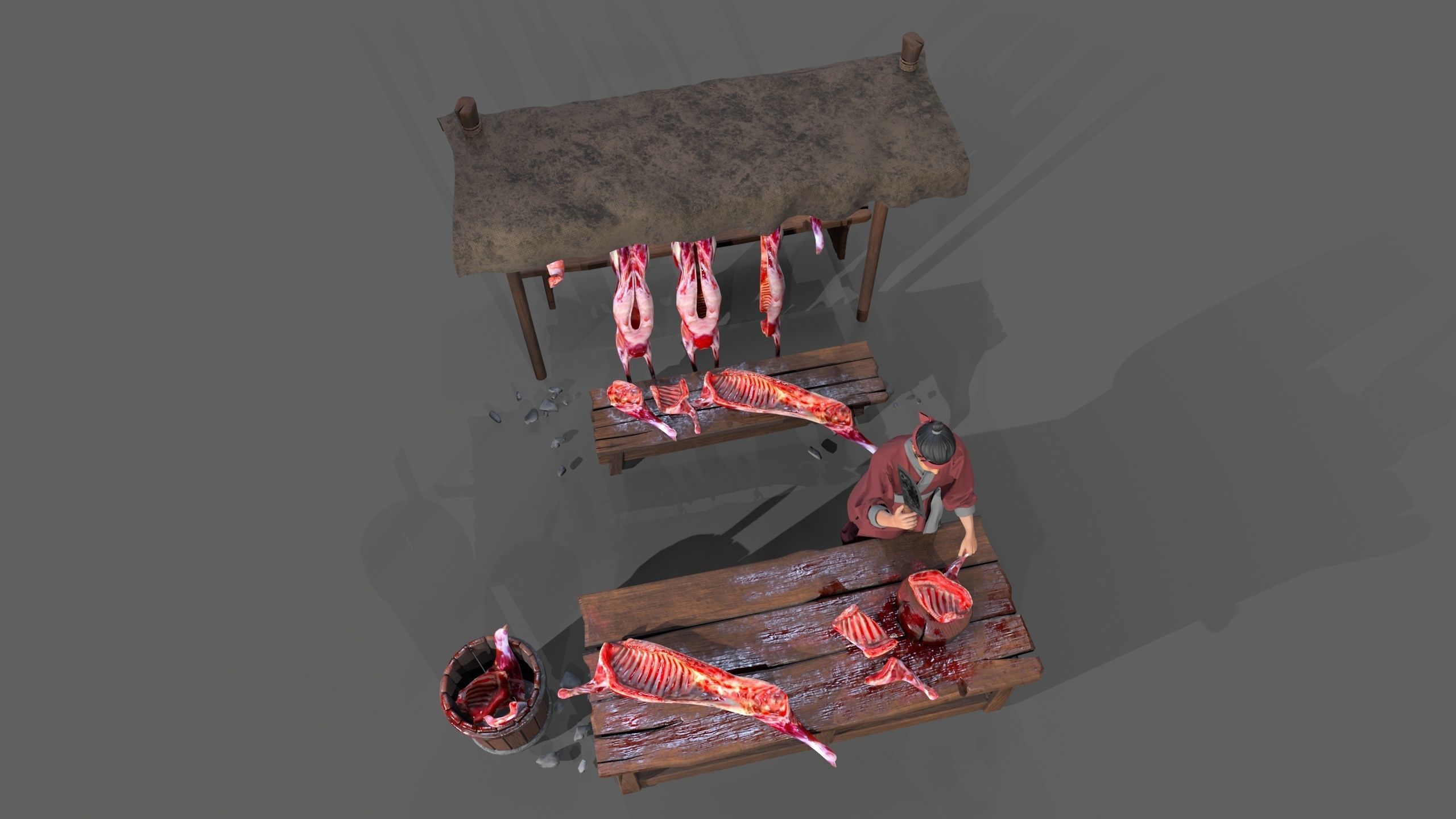 butcher shop Low-poly 3D model_5