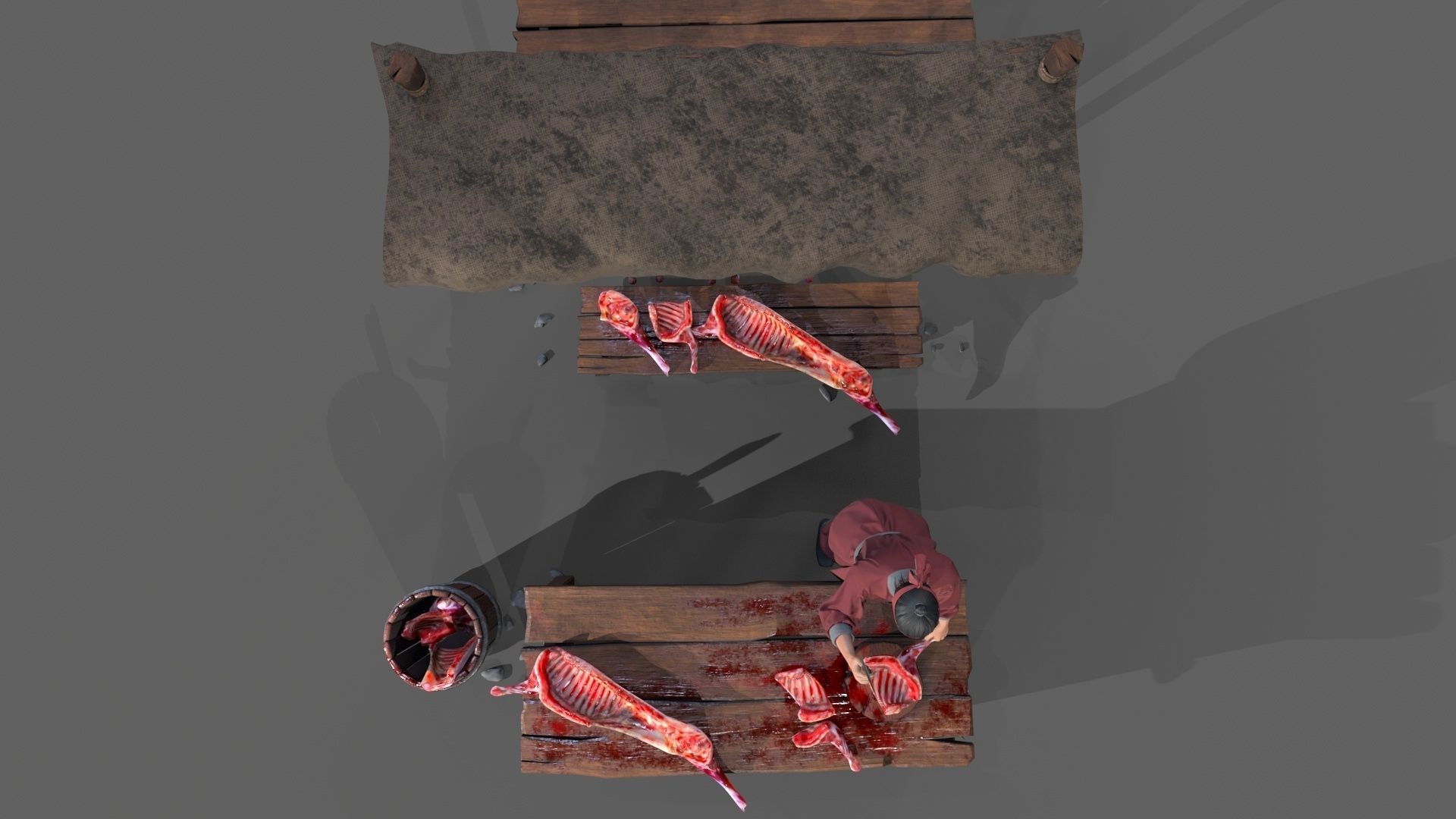 butcher shop Low-poly 3D model_13