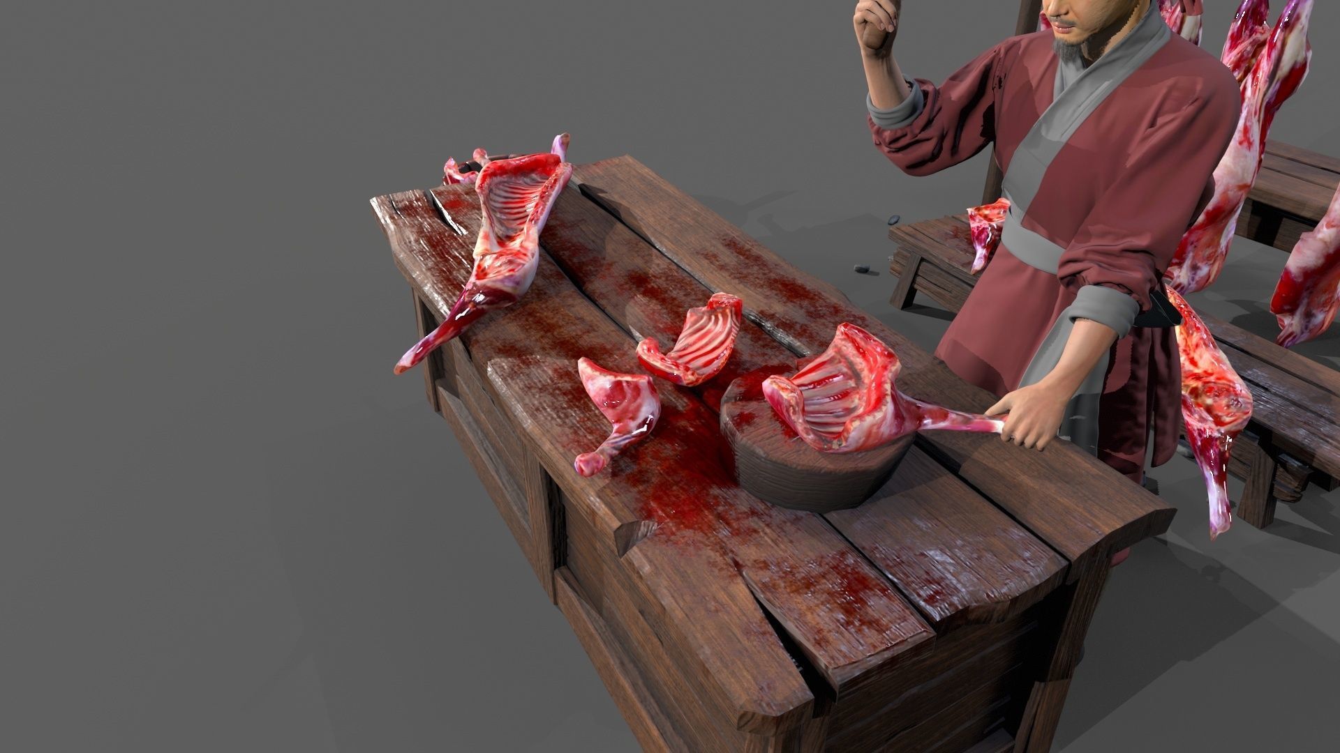 butcher shop Low-poly 3D model_10