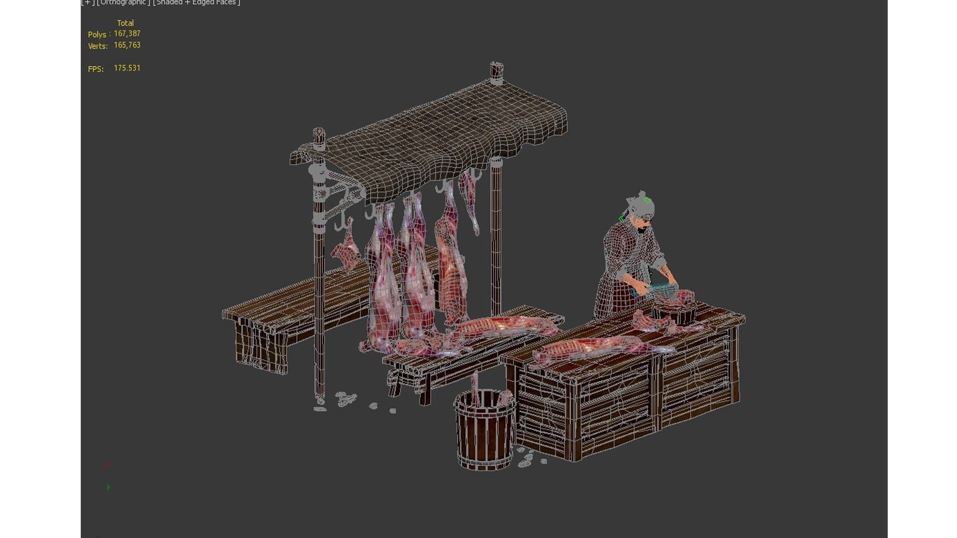 butcher shop Low-poly 3D model_16