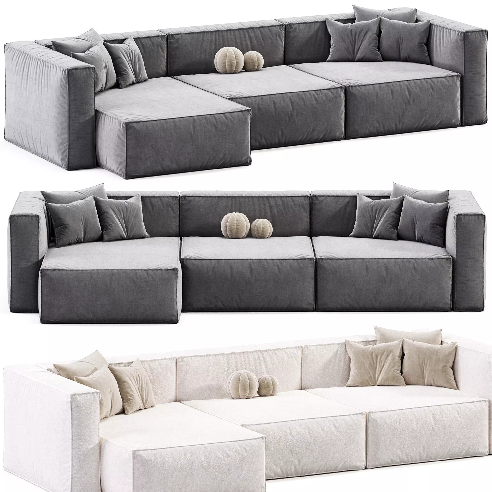 Bolia Modular Leather Sofa By Cosima Low-poly 3D model_0