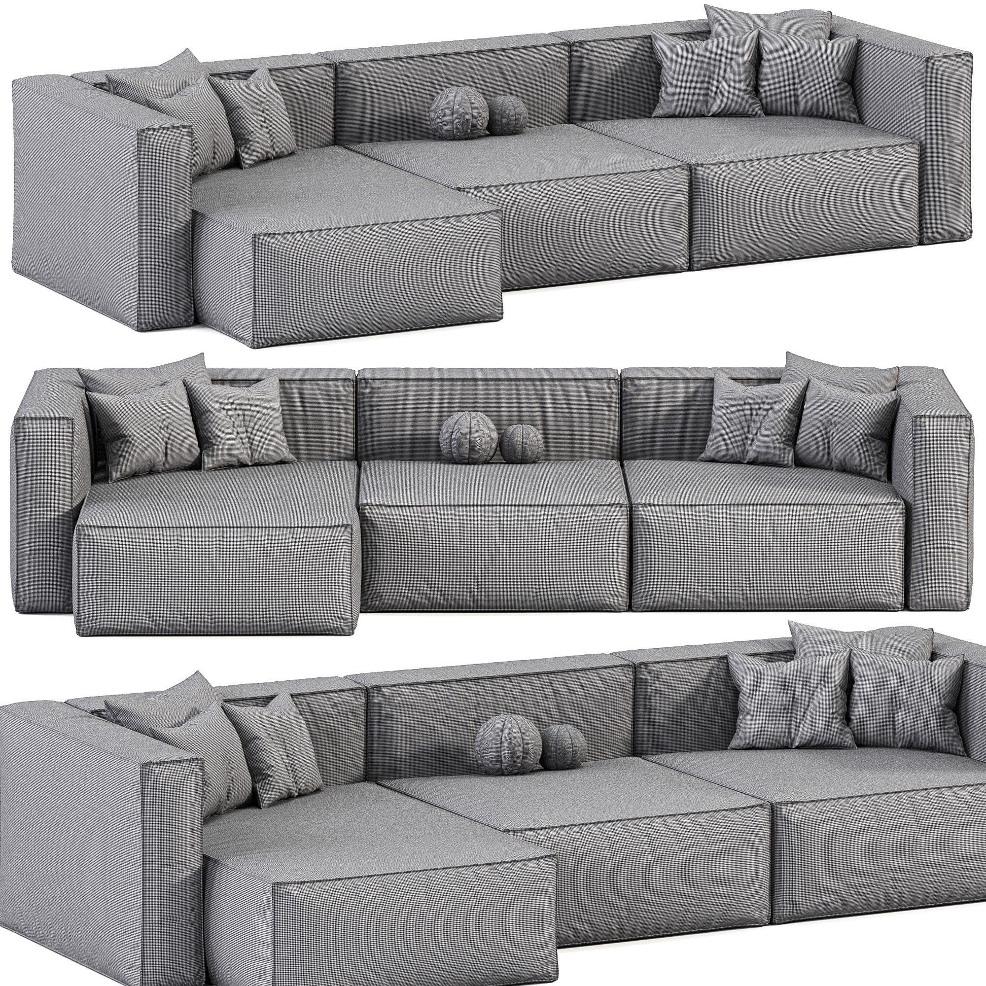 Bolia Modular Leather Sofa By Cosima Low-poly 3D model_3
