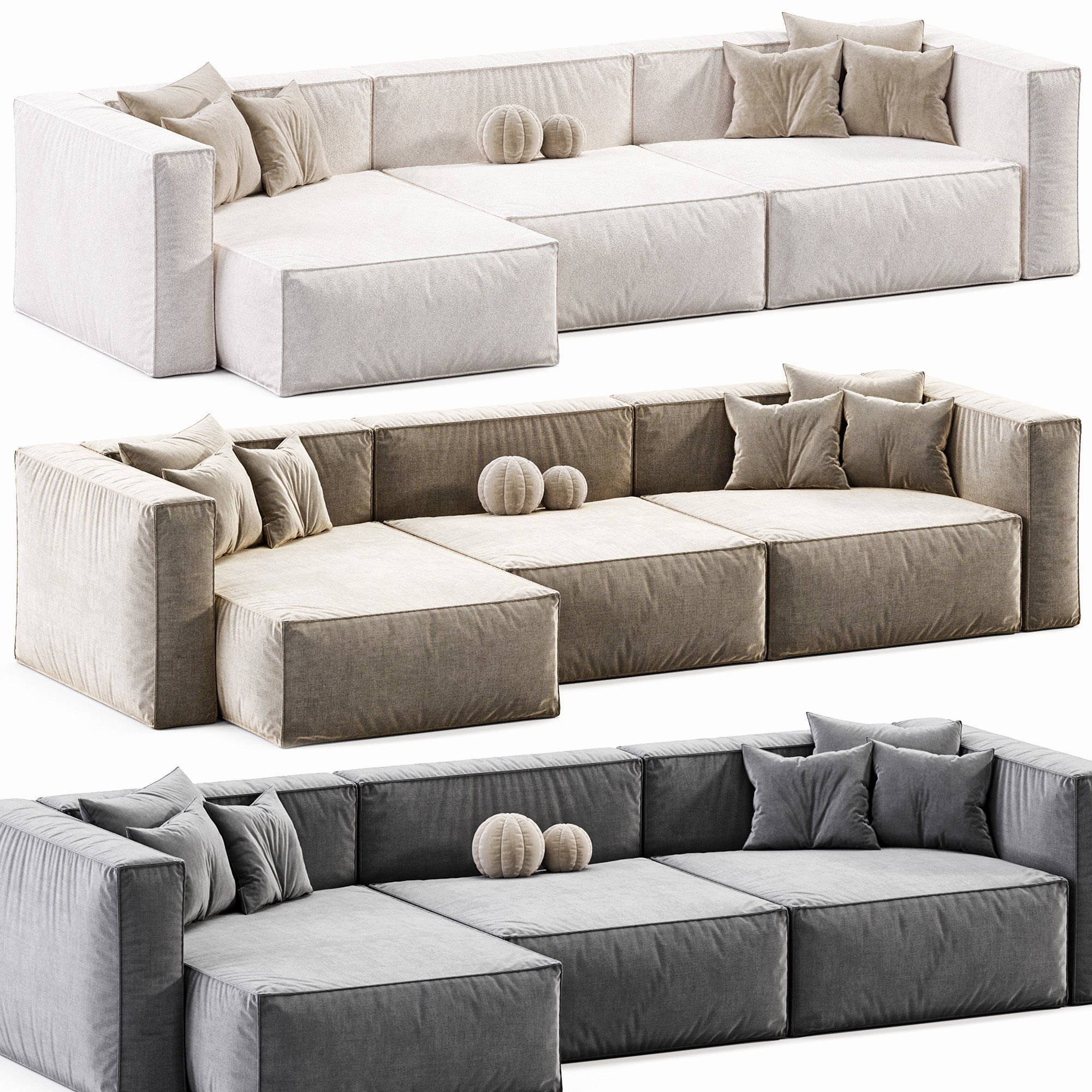 Bolia Modular Leather Sofa By Cosima Low-poly 3D model_2