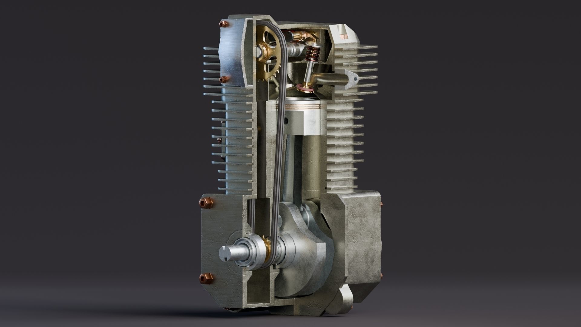 Realistic Engine - Internal Combustion Engine Low-poly 3D model_1