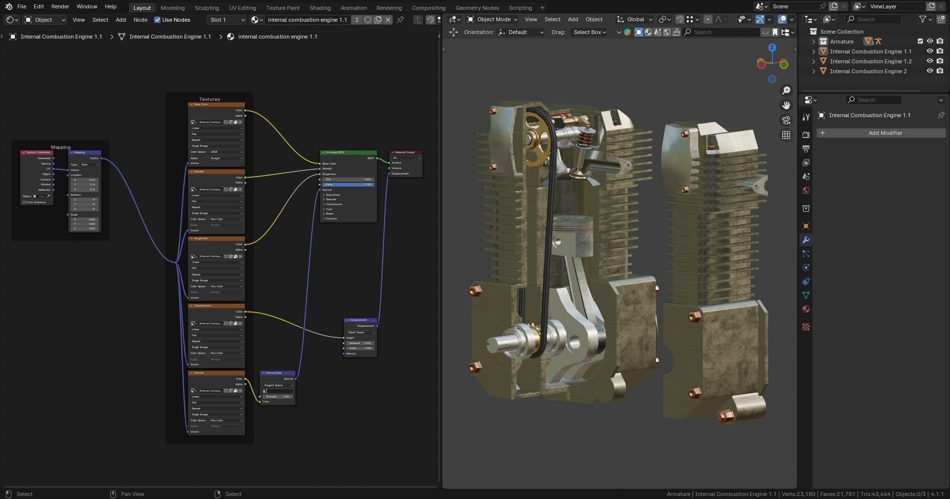Realistic Engine - Internal Combustion Engine Low-poly 3D model_12