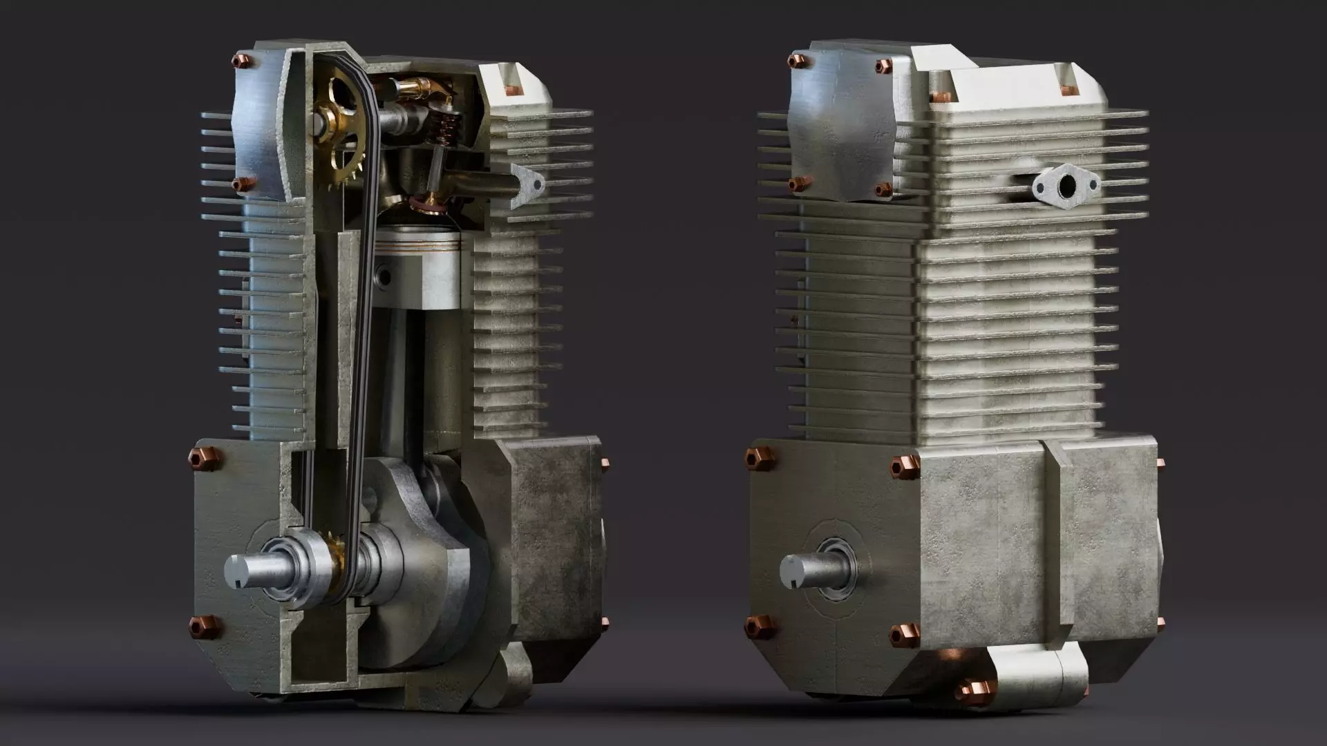 Realistic Engine - Internal Combustion Engine Low-poly 3D model_0