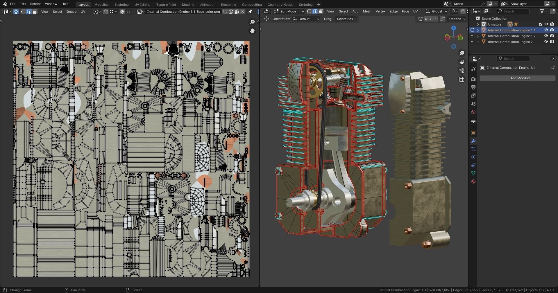 Realistic Engine - Internal Combustion Engine Low-poly 3D model_13