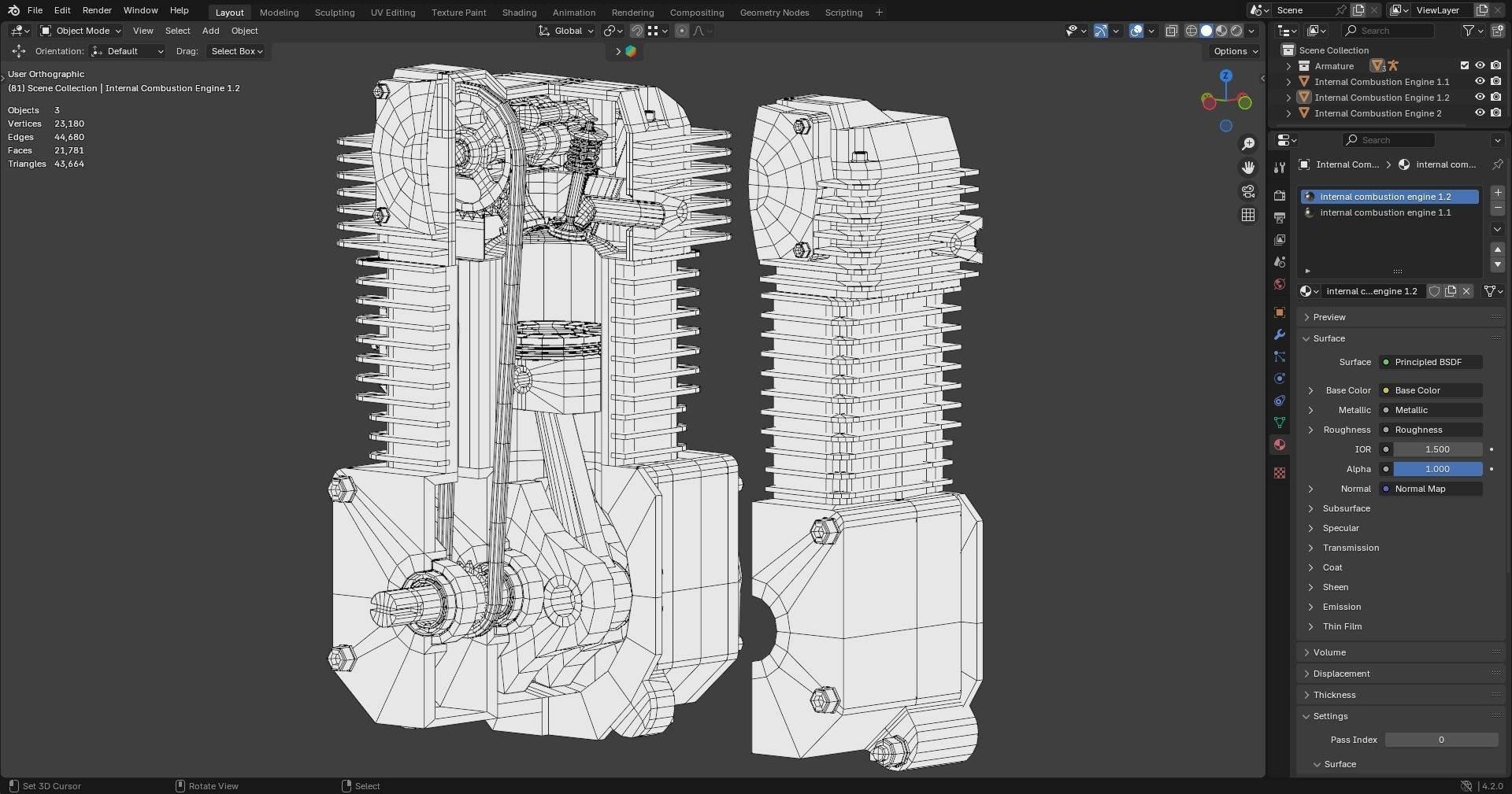 Realistic Engine - Internal Combustion Engine Low-poly 3D model_5