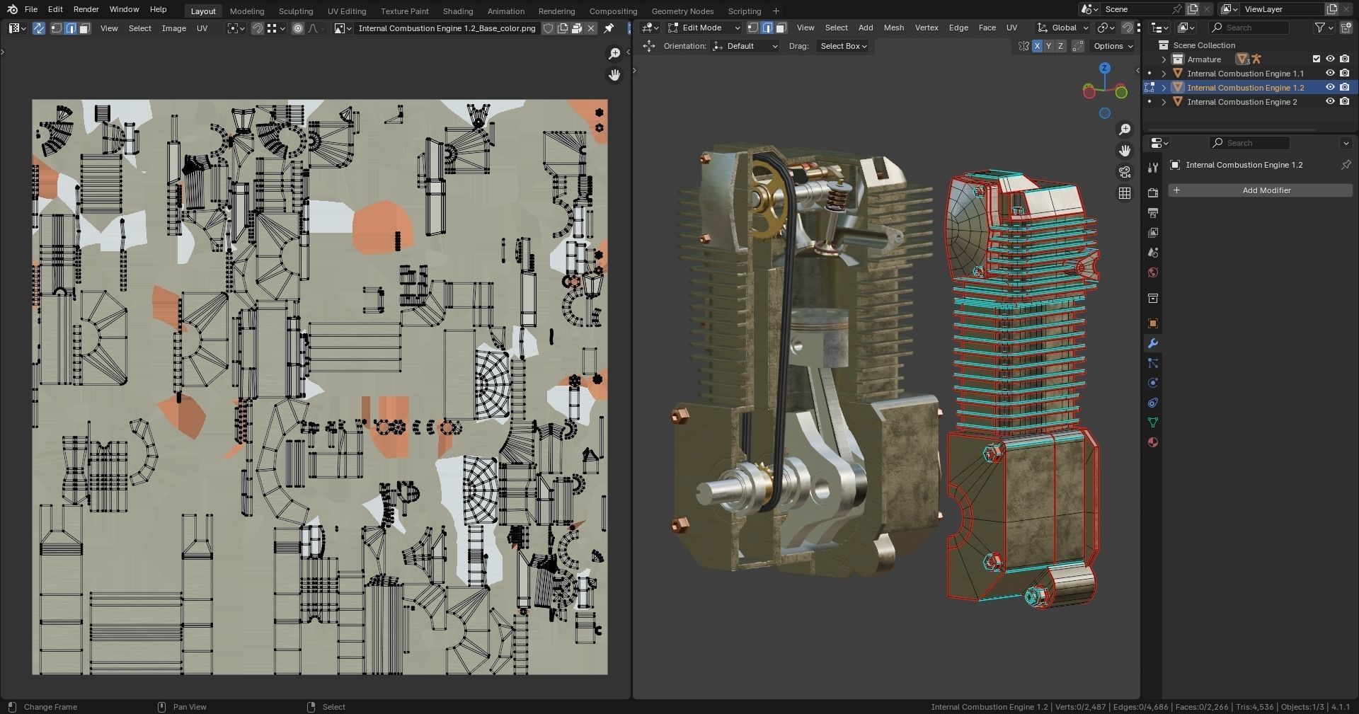 Realistic Engine - Internal Combustion Engine Low-poly 3D model_14