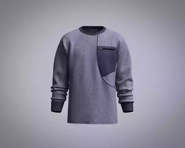 Men O-Neck Spliced Pocket Asymmetrical T-Shirt