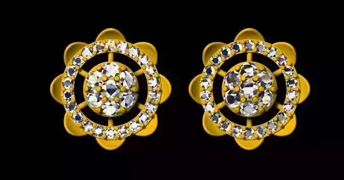 Flower Studs Earrings 3dm file