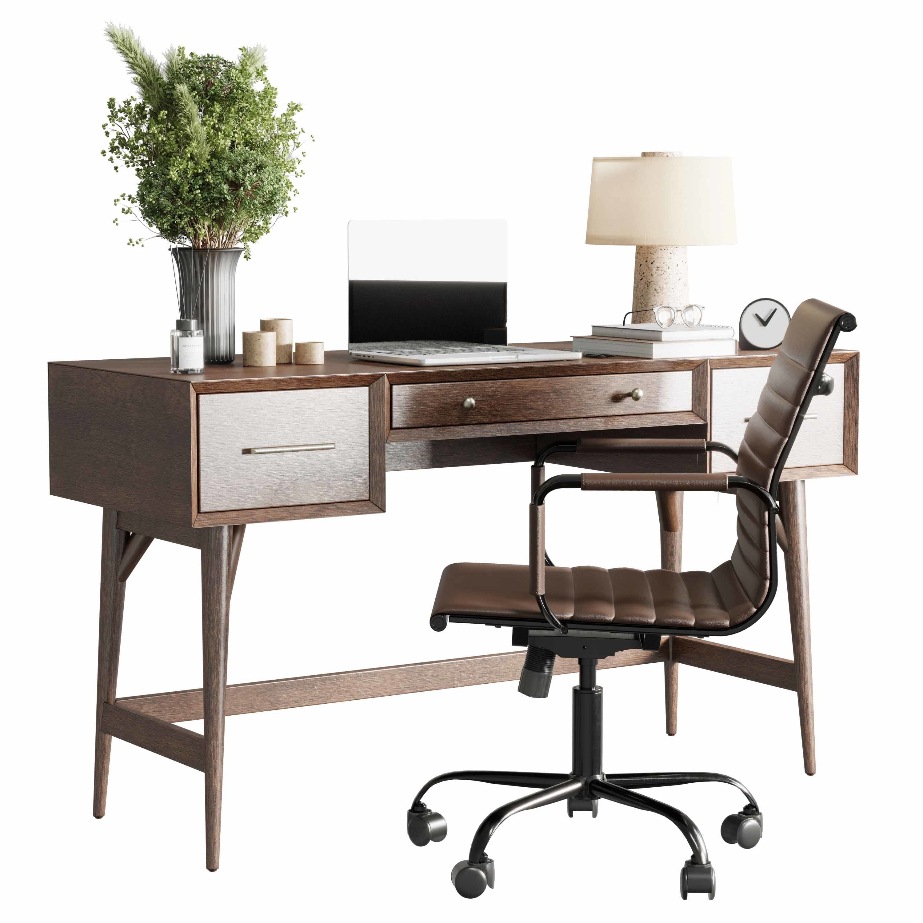 Workplace - Mid-Century Desk - office furniture 45 3D model_3