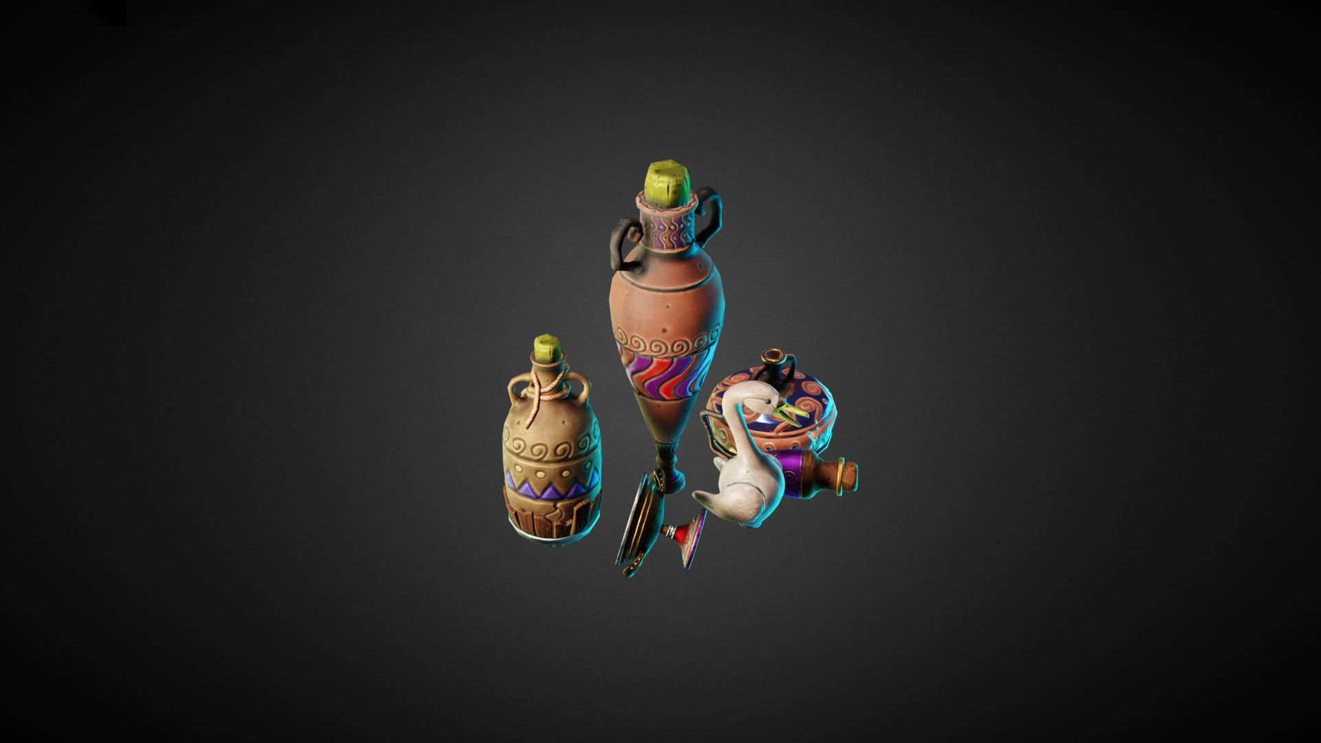Stylized Pots - game asset Low-poly 3D model_3