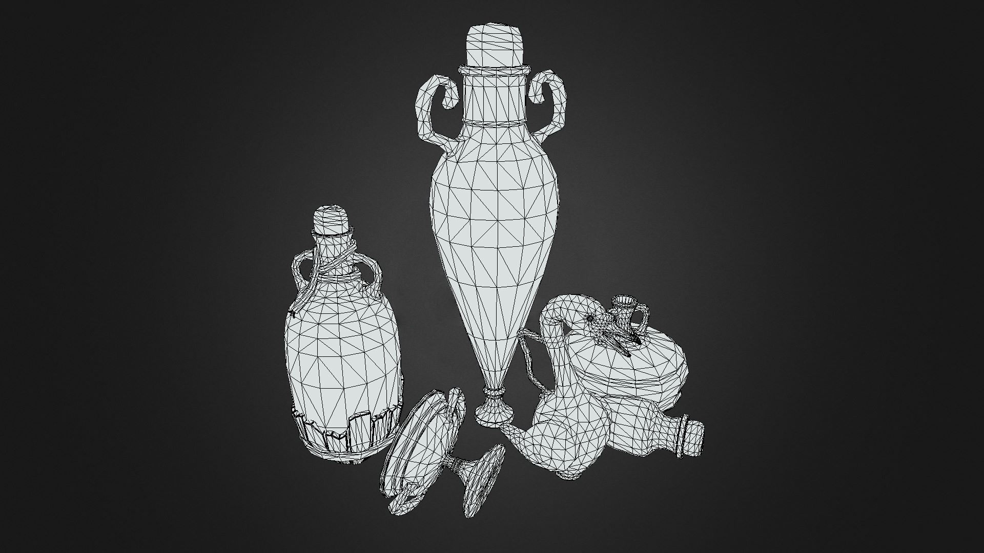 Stylized Pots - game asset Low-poly 3D model_4