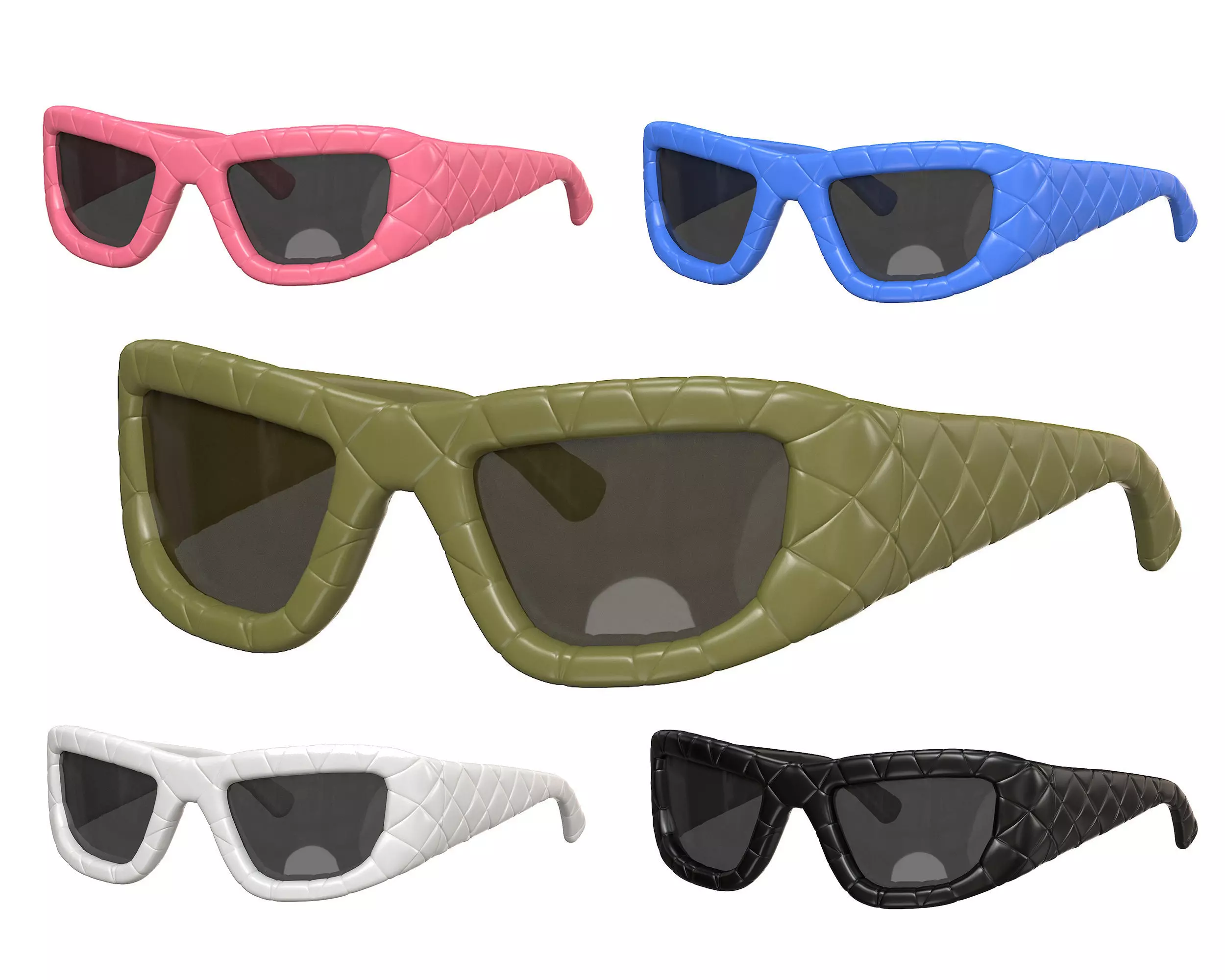 Bottega Veneta Intrecciato Rectangular Sunglasses Low-poly 3D model_0