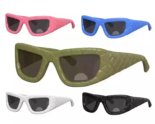 Bottega Veneta Intrecciato Rectangular Sunglasses Low-poly 3D model