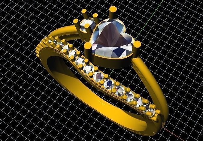 Heart Stone ring 3dm file 3D print model