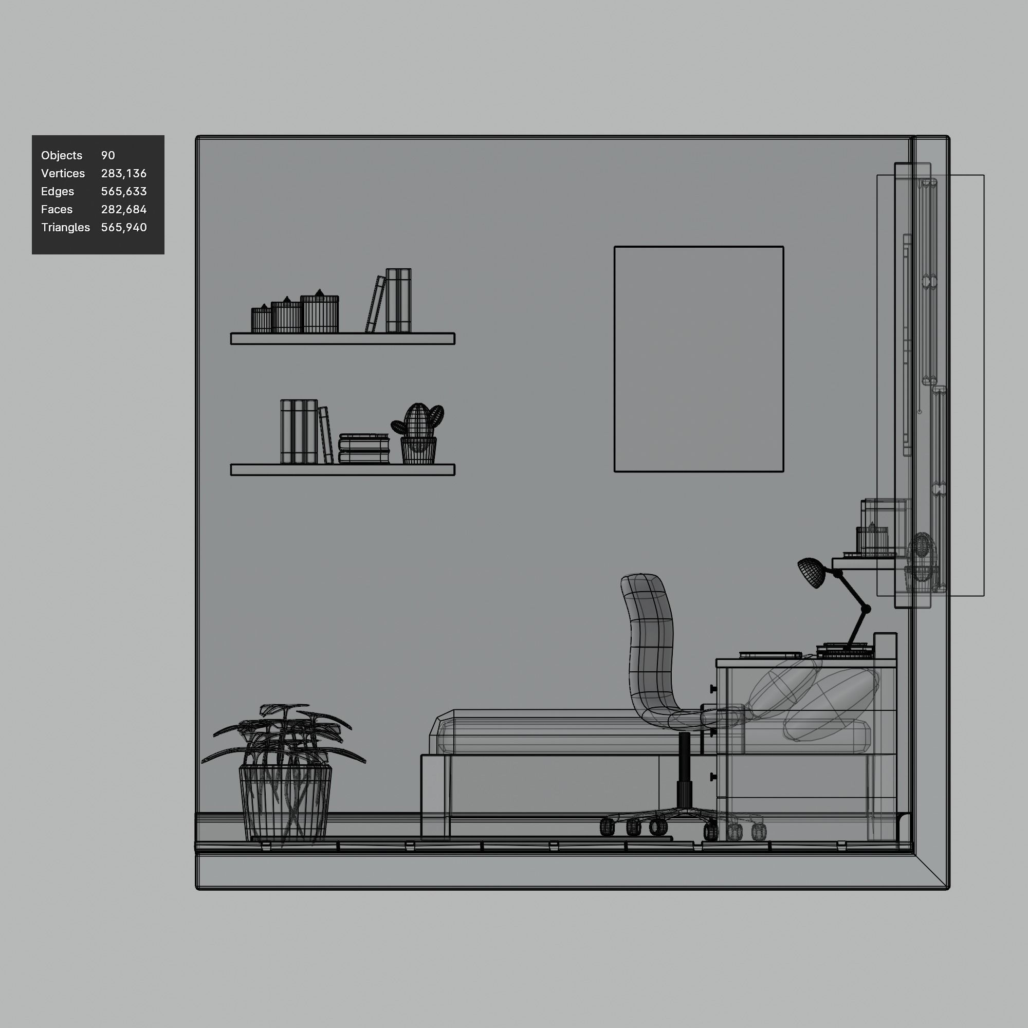 Isometric Bed Room low-poly 3D Model Low-poly 3D model_5