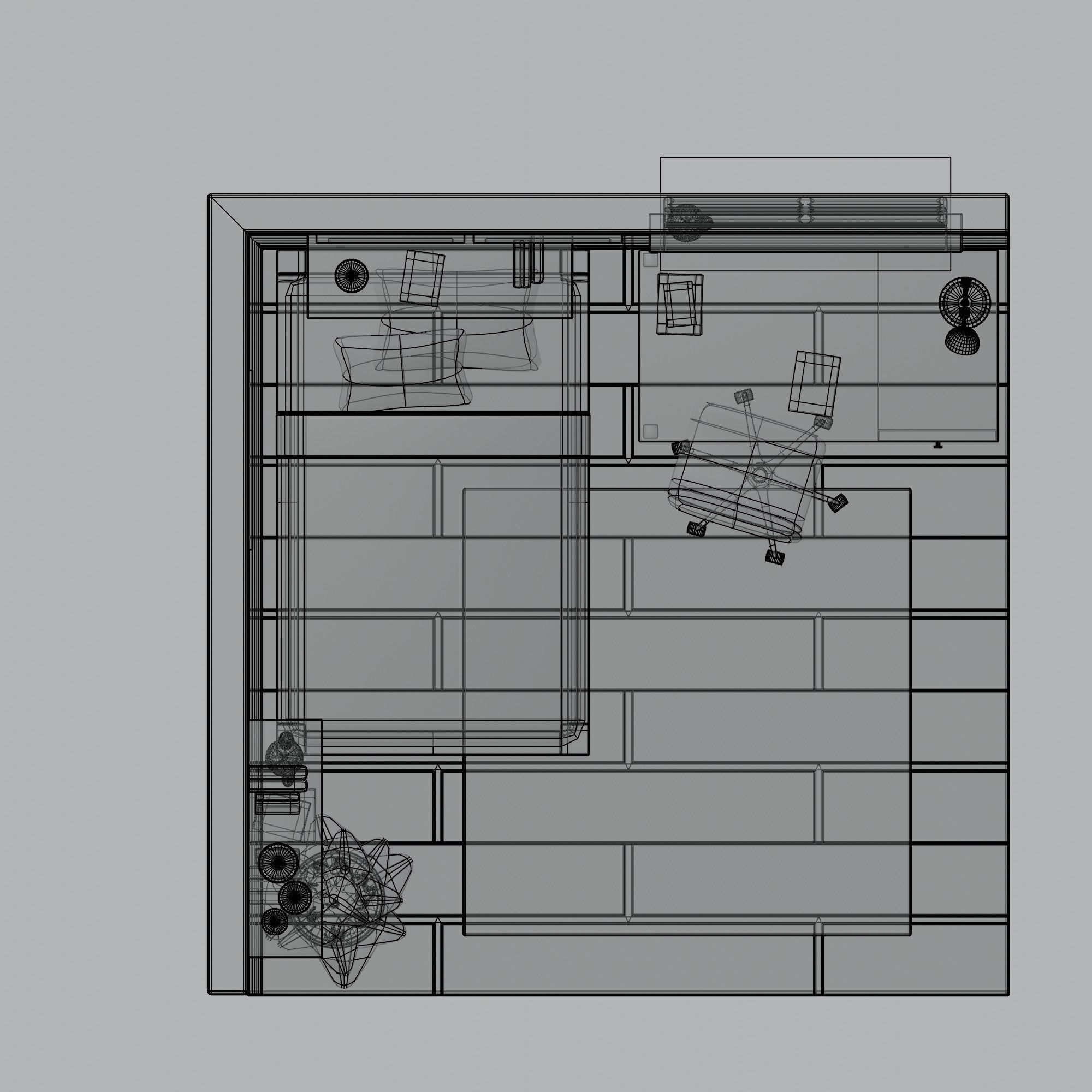 Isometric Bed Room low-poly 3D Model Low-poly 3D model_9