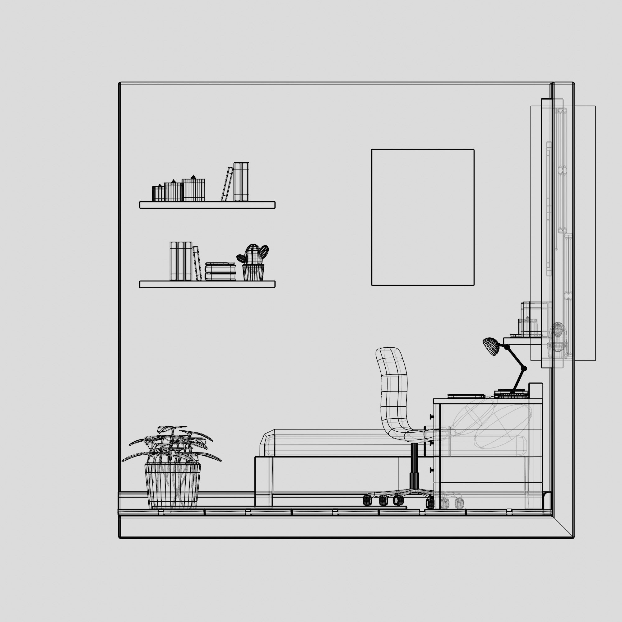 Isometric Bed Room low-poly 3D Model Low-poly 3D model_6