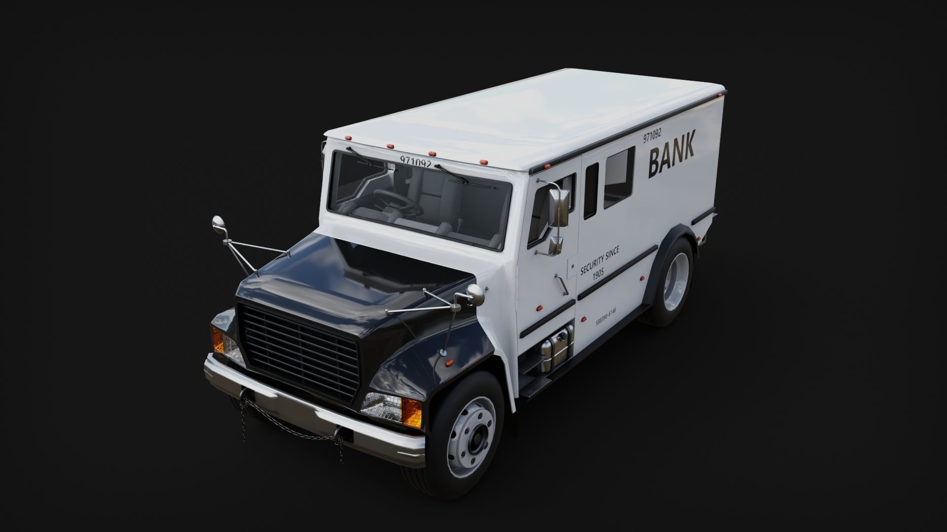 Bank Security Armoured Van Low-poly 3D model_4