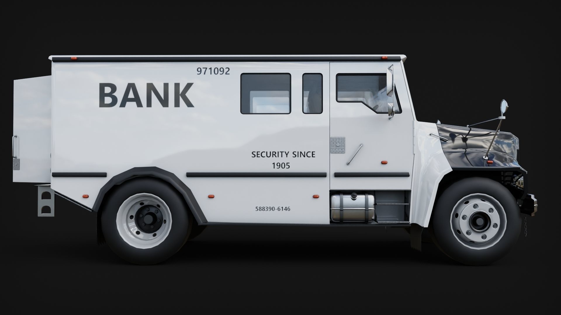 Bank Security Armoured Van Low-poly 3D model_1