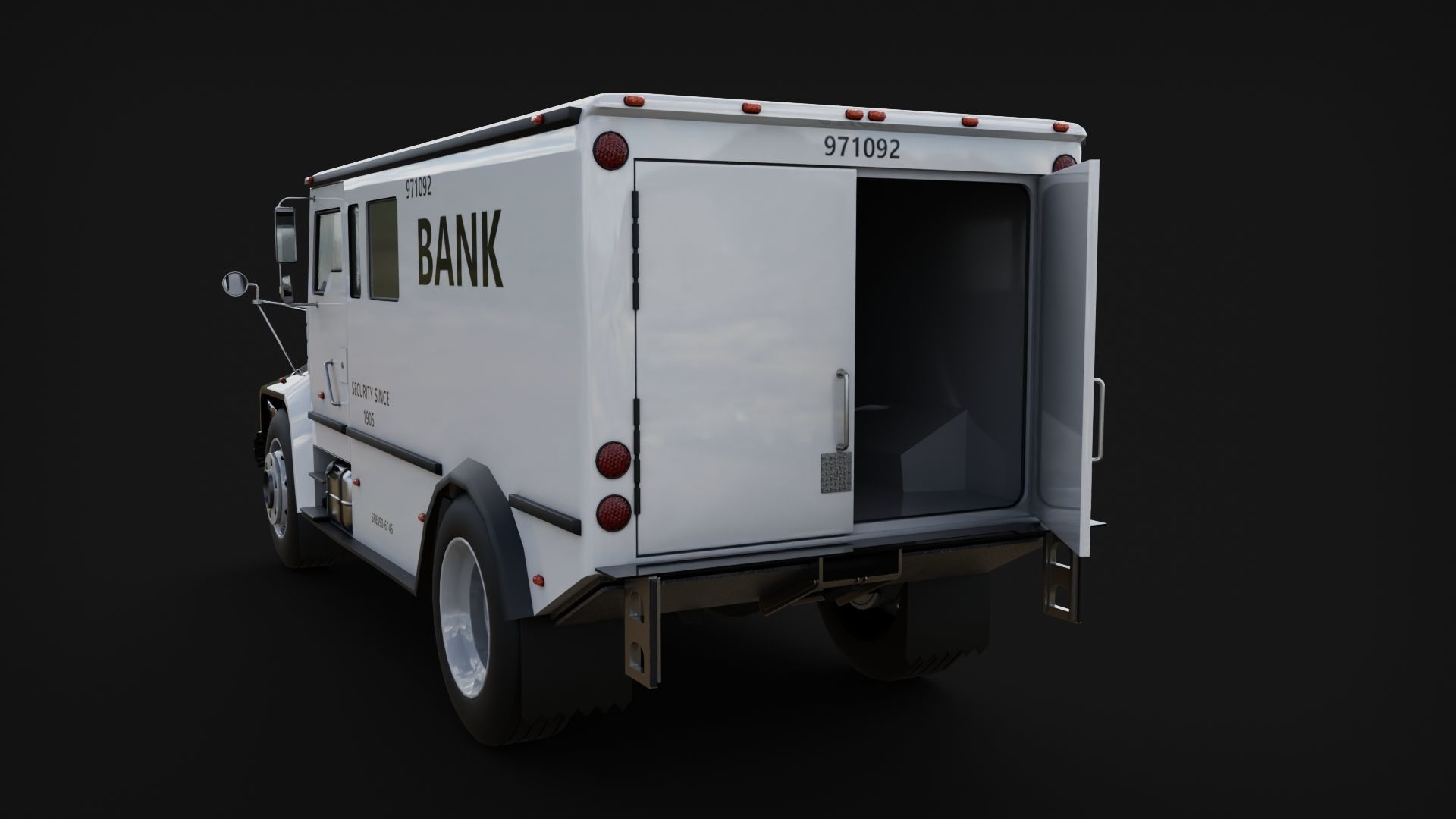 Bank Security Armoured Van Low-poly 3D model_2